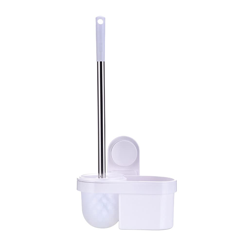 TOMYEUS Wall Mounted Toilet Brush Set with Holder - 360° No Dead Angle Cleaning, Long Handle Bathroom Brush for Deep Cleaning - Ideal for Household, Restroom & Office Use