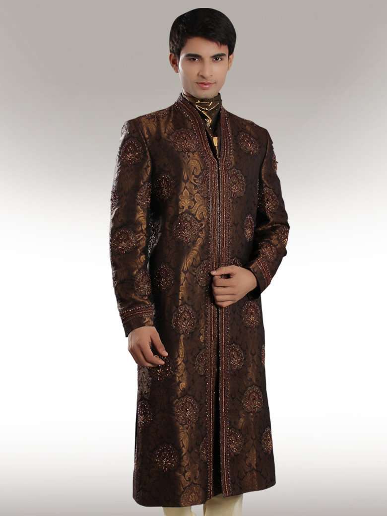 Jasmir Copper Brown Sherwani for Men | Traditional Indian Wedding Outfit | Elegant Ethnic Attire for Grooms & Special Occasions