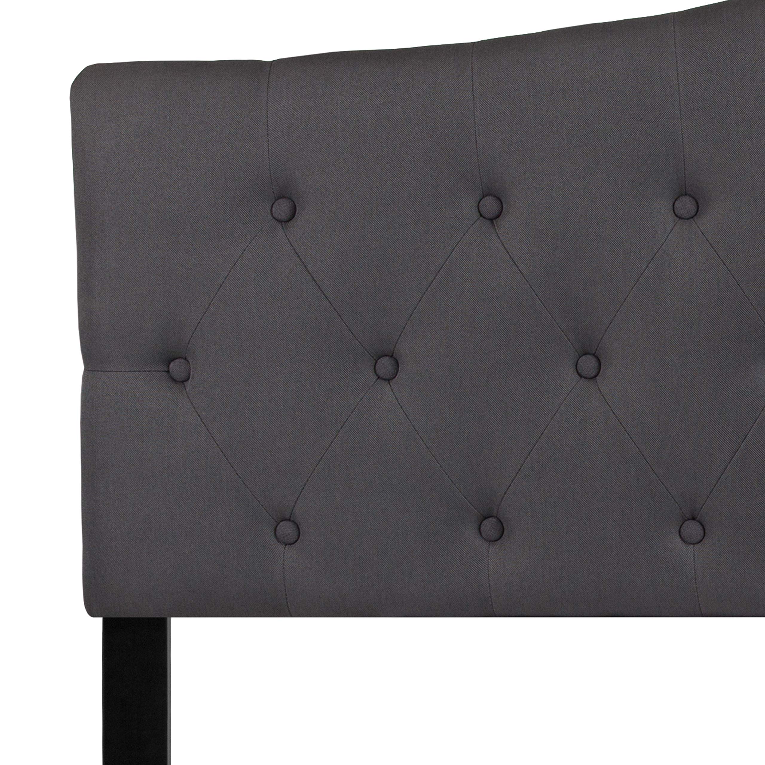 Flash Furniture Cambridge Tufted Upholstered Queen Size Headboard - Adjustable Height Dark Gray Fabric Bed Headboard for Master Bedroom, Guest Room & Home Decor