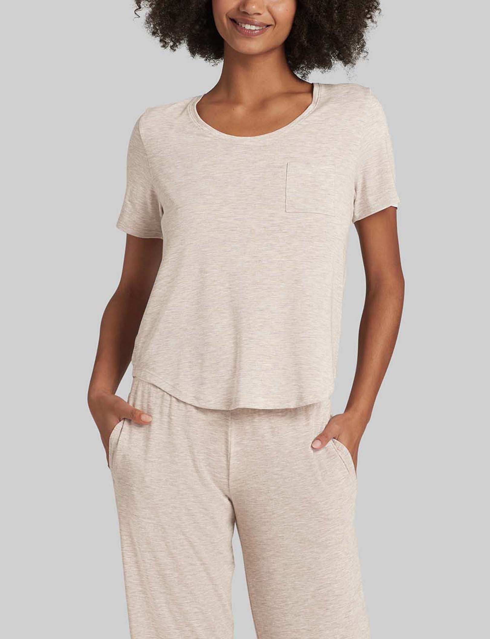 Women's Ultra Soft Second Skin Sleep Pocket Tee - Comfortable Lounge & Nightwear for Relaxing at Home