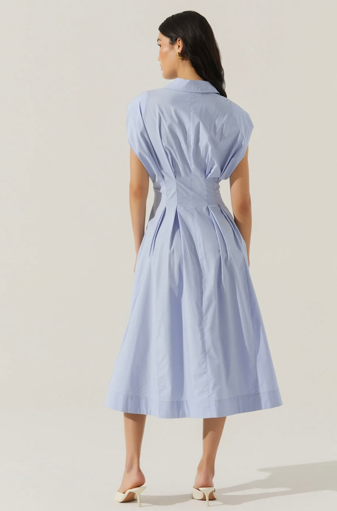 Beckett Tapered Waist Pleated Dress for Women - Elegant A-Line Midi Dress with Flowy Skirt | Perfect for Office, Wedding & Special Occasions
