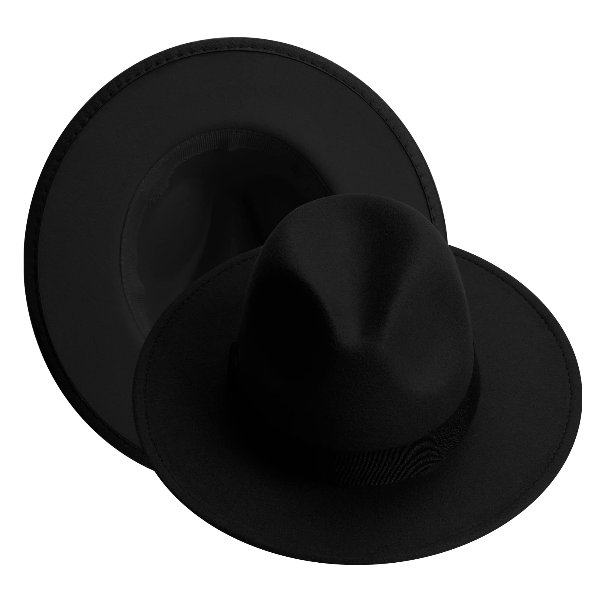 Stylish KUJUHA Fedora Hat for Men & Women - Soft Felt Wide Brim Two-Tone Rancher Hat - Perfect for Western Fashion, Outdoor Adventures & Vintage Style Outfits