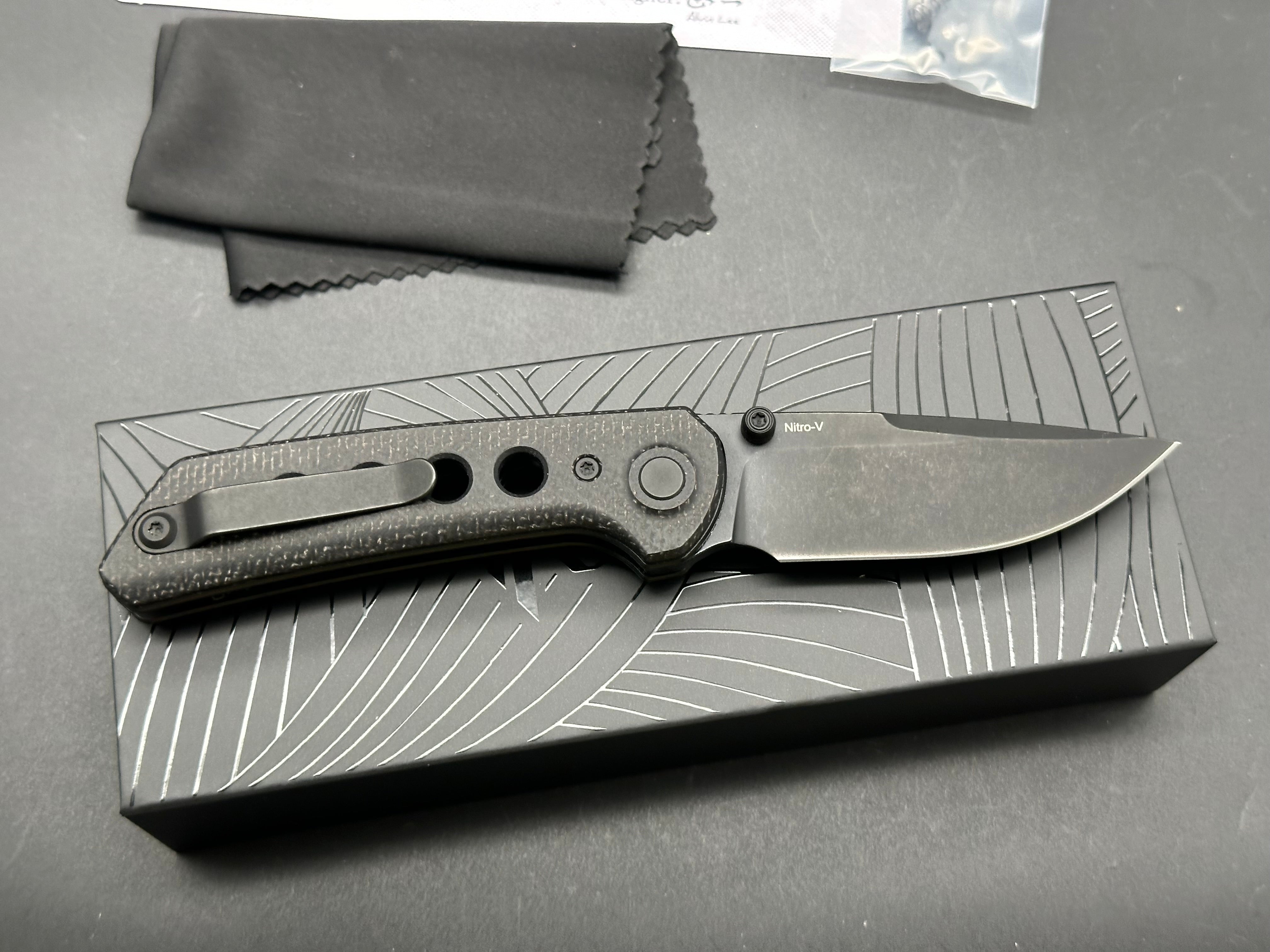 Reate PL XT Drop Point Folding Knife - Black Micarta/G10 Handle, Pocket Knife for Outdoor Camping, Hiking & EDC