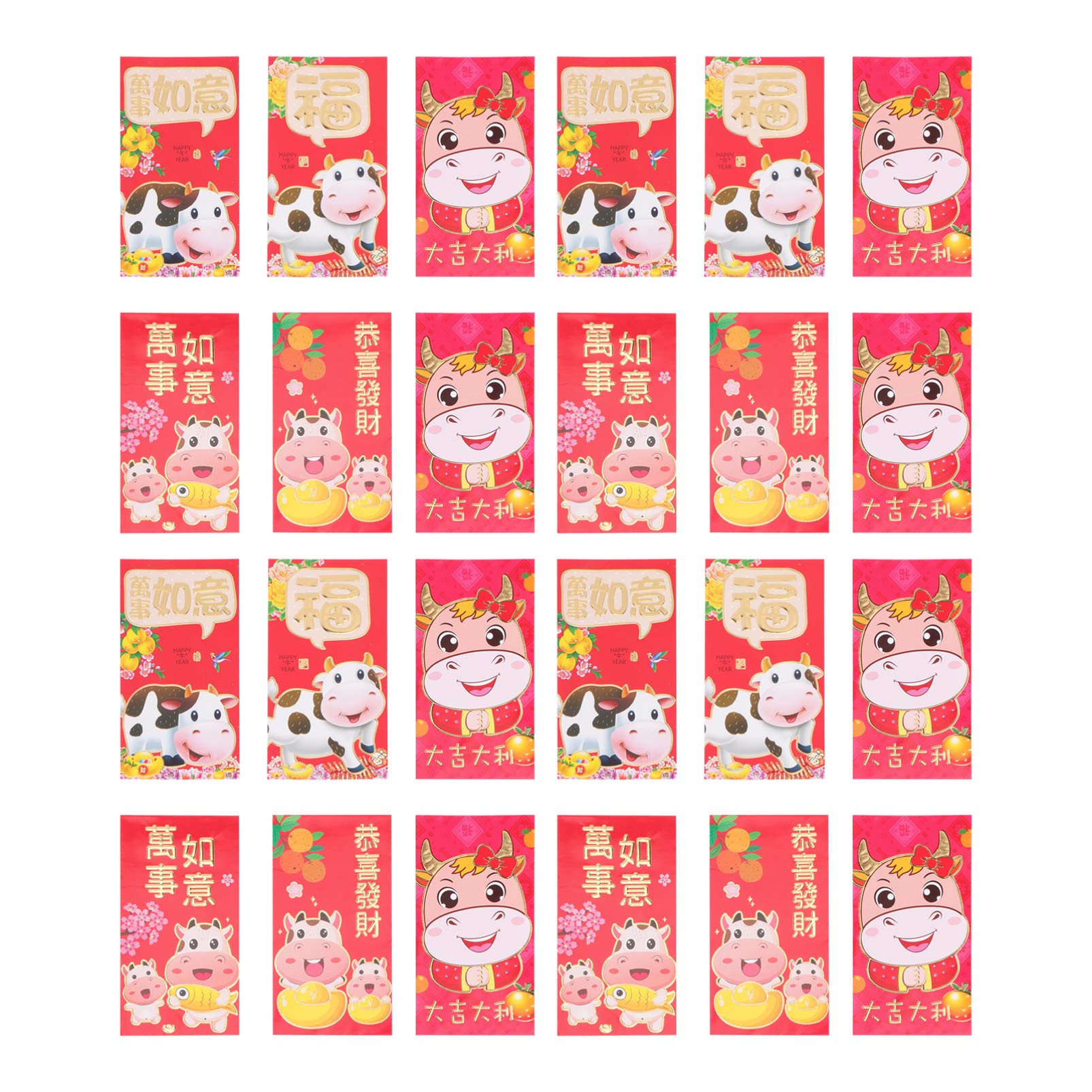 60pcs 2021 Chinese New Year Red Envelopes - Lunar New Year Lucky Money Packets for Year of the Ox | Traditional Chinese Gift for Celebrations, Weddings & Birthday Blessings