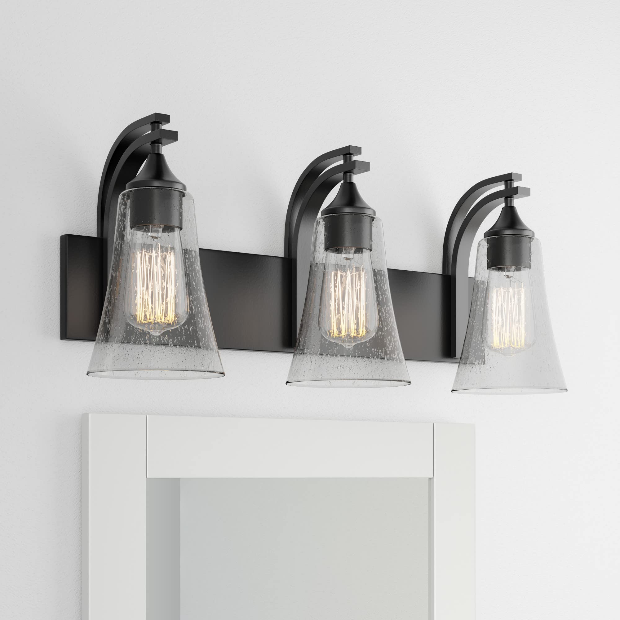 Millennium Lighting Natalie Metal 3-Light Bathroom Vanity Light Fixture - Matte Black Finish for Modern Bathroom, Powder Room or Dressing Area