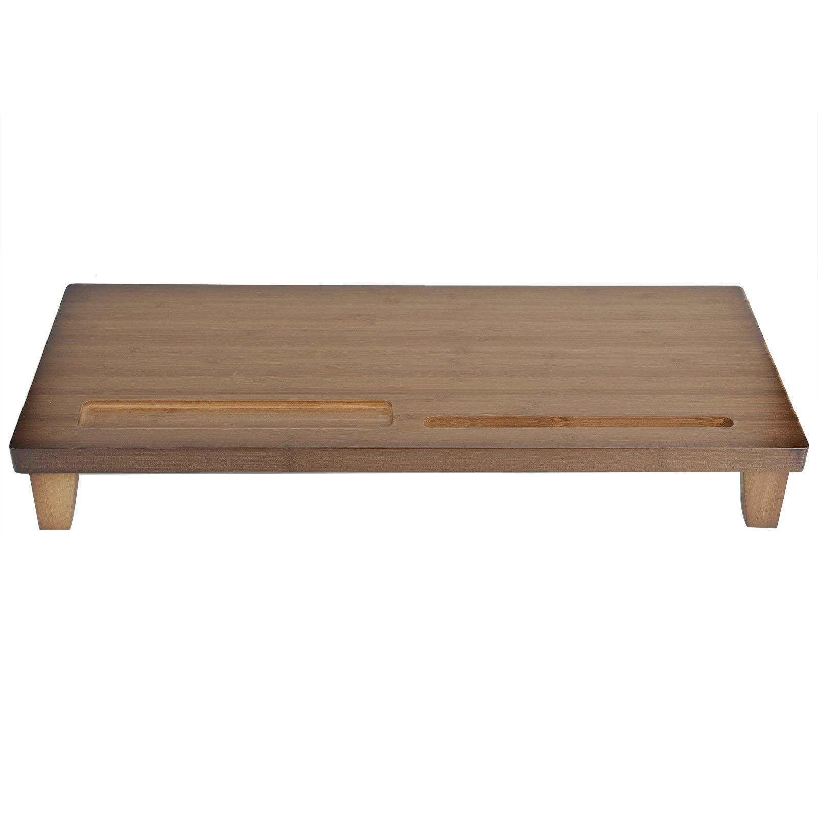 CHICIRIS Bamboo Monitor Stand for Computer & Laptop - Adjustable Ergonomic Riser with Storage Shelf - Perfect for Home Office Desk Organization & Workspace Setup (Style 2) - Ideal for Dual Monitor Setup, Standing Desk & Cable Management