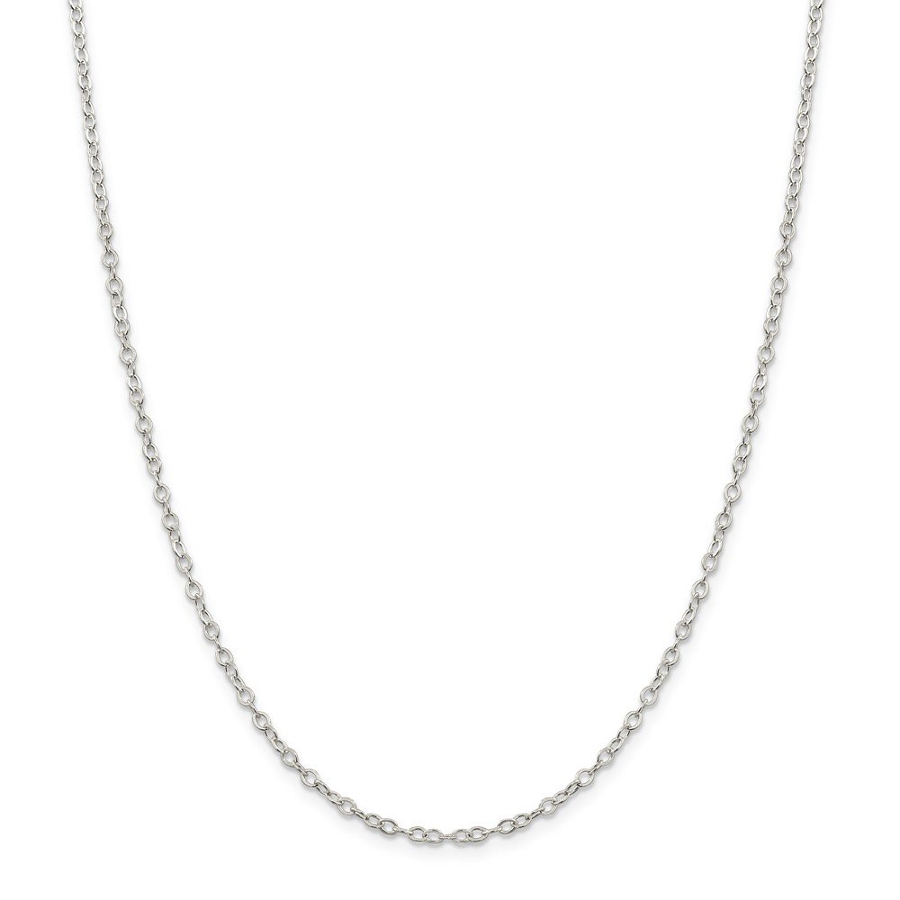 Diamond2Deal 2.5mm Sterling Silver Cable Chain Necklace with Spring Ring Clasp for Men & Women - Perfect for Everyday Wear, Gifts & Layering Jewelry