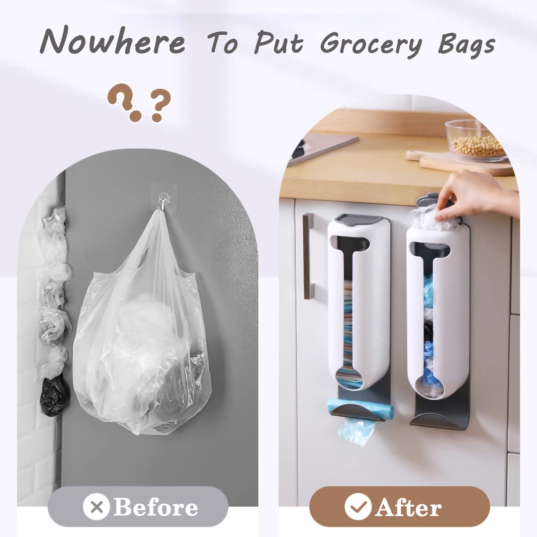 Wall Mount Kitchen Grocery Bag Holder - Plastic Bags Organizer & Dispenser for Storage - Space Saving Solution for Cabinets & Pantries - Perfect for Recycling Old Grocery Bags