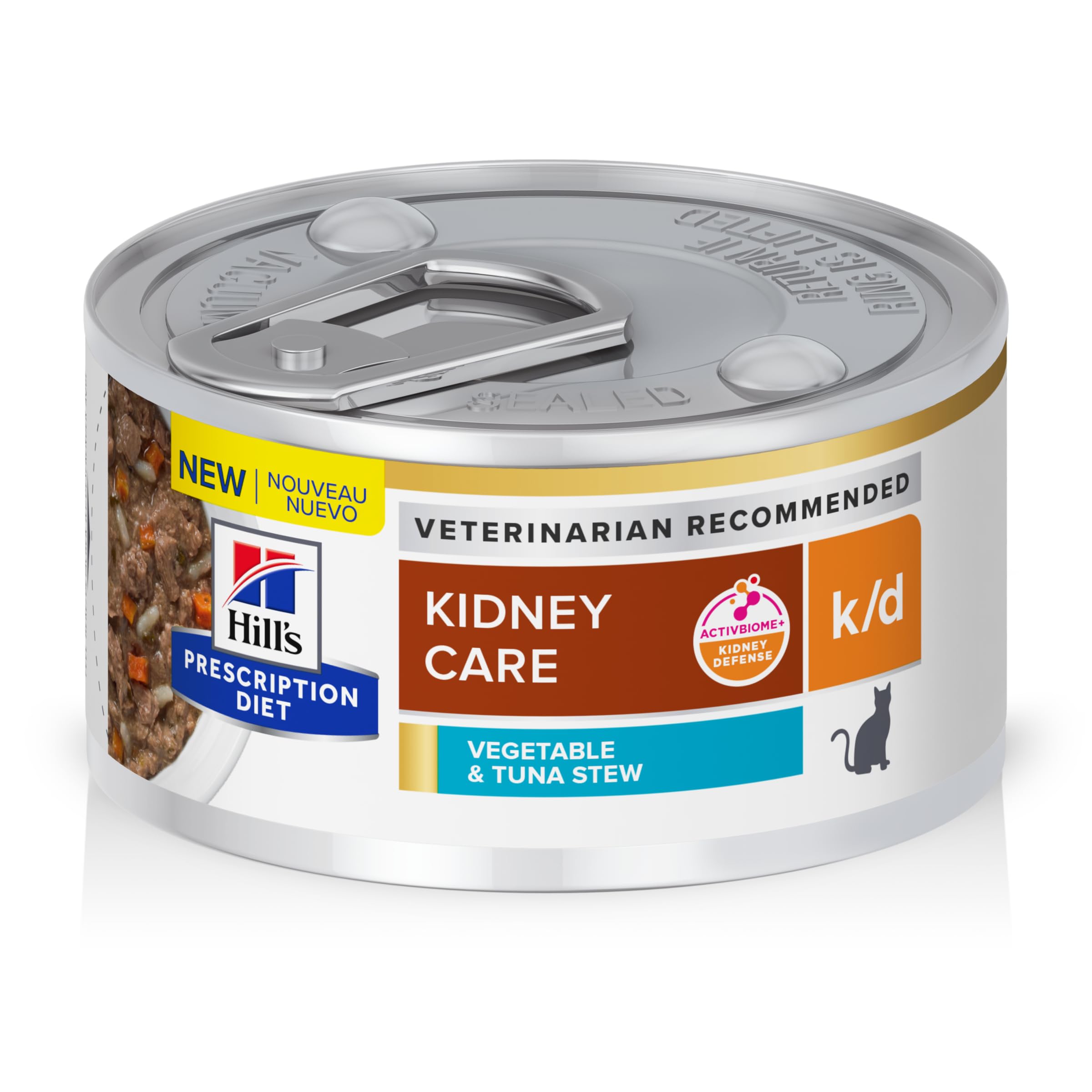 Hill's Prescription Diet k/d Kidney Care Wet Cat Food - Veterinary Diet with Vegetable, Tuna & Rice Stew, 2.9 oz Cans (24-Pack) | Supports Kidney Health for Cats with Renal Issues - Perfect for Senior Cats or Felines with Kidney Disease