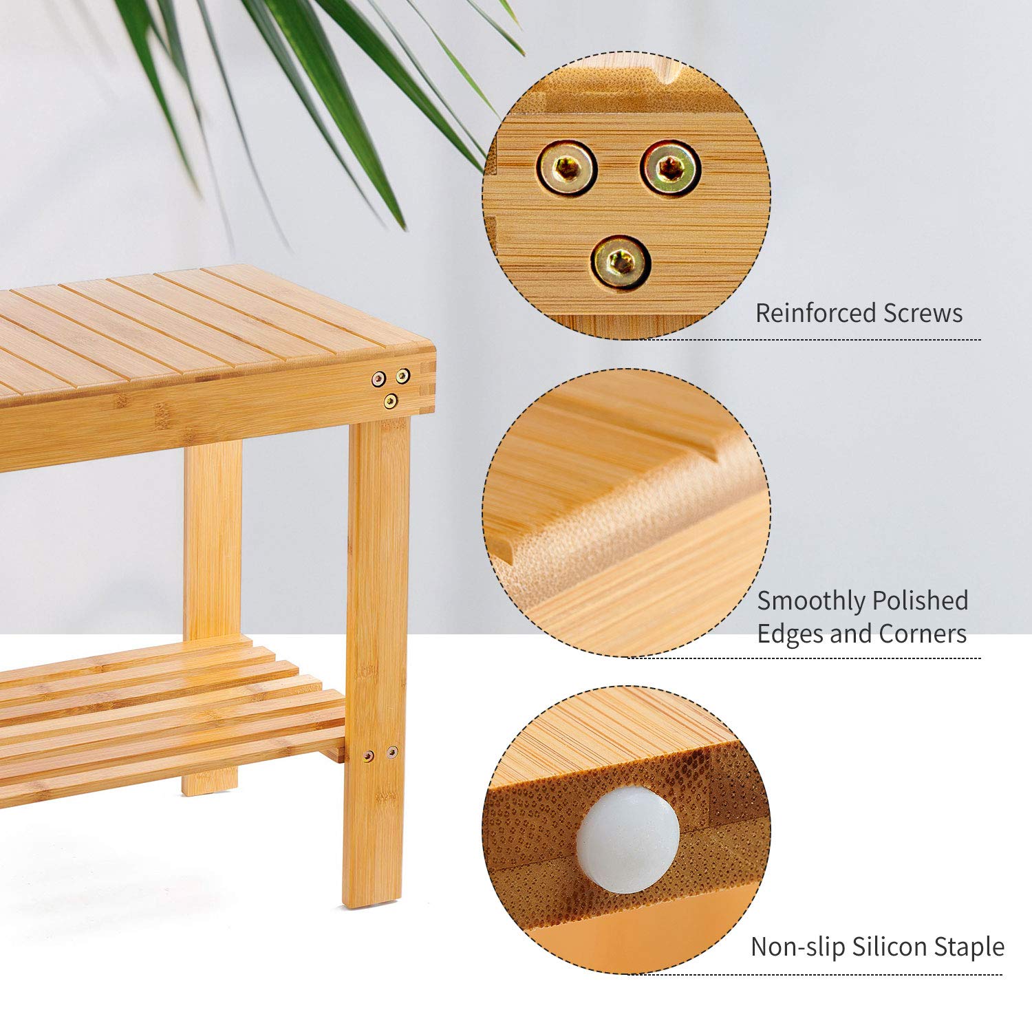 VaeFae Bamboo Shower Stool & Teak Shower Bench Set - Non-Slip Bath Seat for Elderly, Spa, and Relaxation - Perfect for Bathroom, Sauna, and Shower Safety