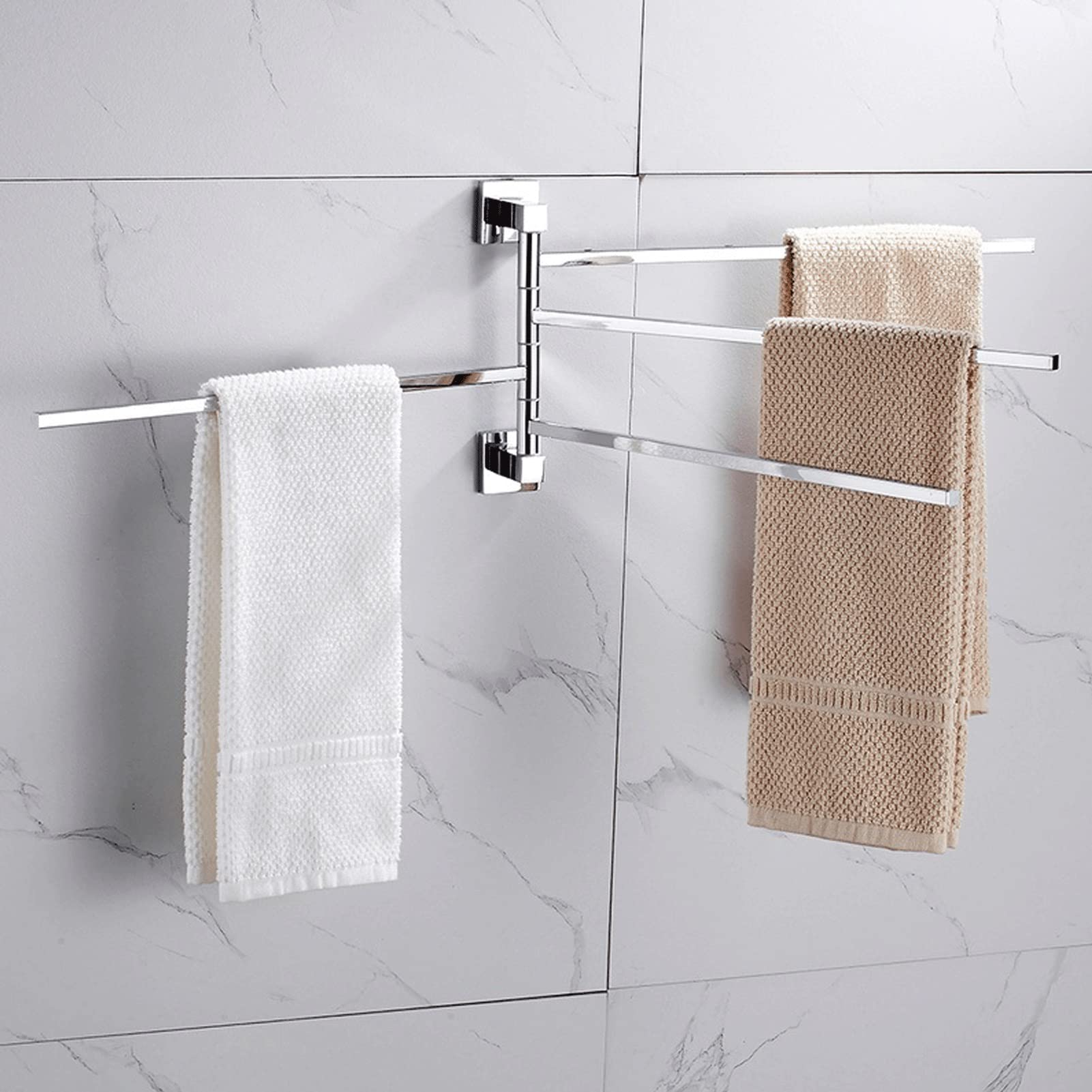 41CM Stainless Steel Rotating Towel Rack - Wall Mounted 360° Swivel Bathroom Organizer for Kitchen, Bathroom & Laundry Room | Space Saving Drying Rack for Towels, Clothes & Accessories (Color: Black)