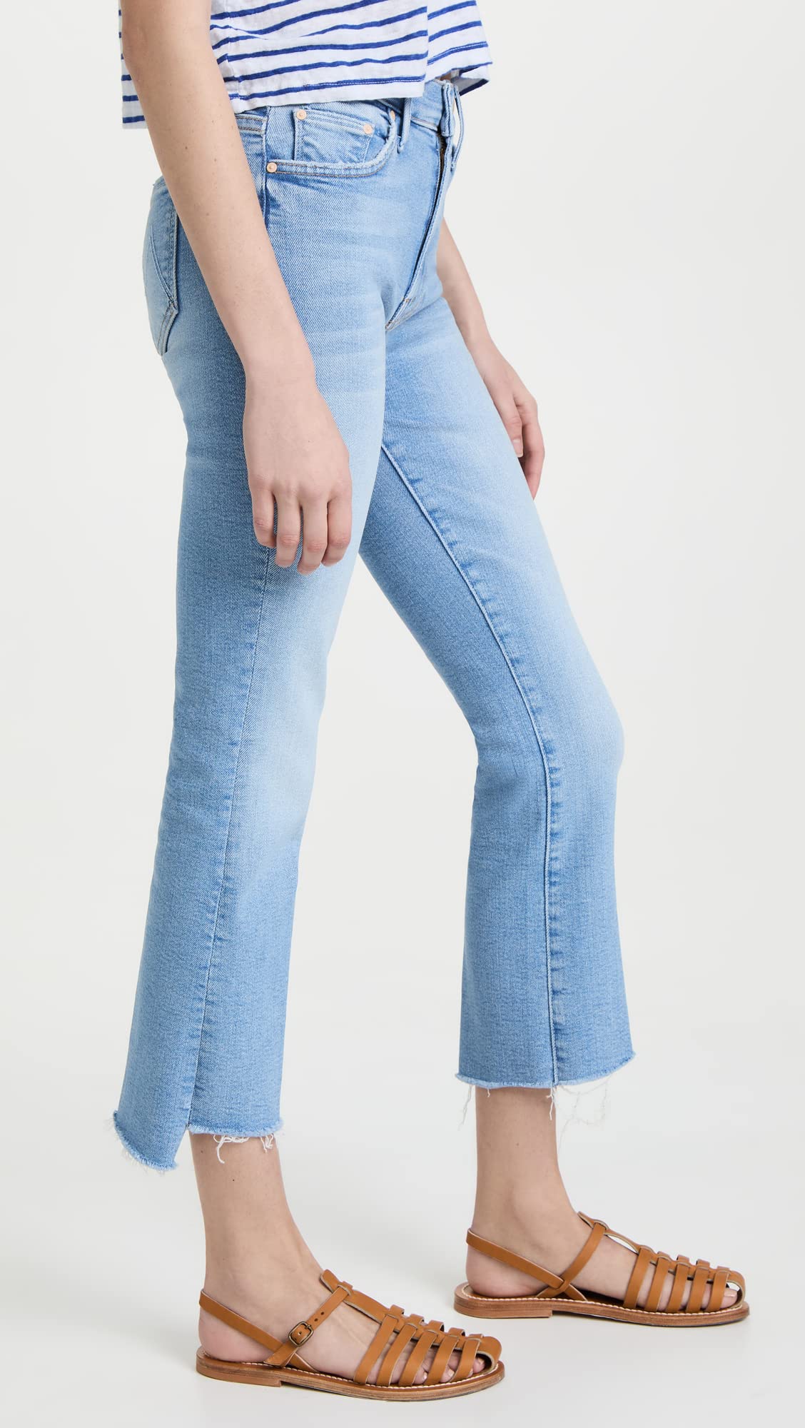 MOTHER Women's The Insider Crop Jeans - High Waist Distressed Denim Pants for Casual Outfits & Street Style | Perfect for Daytime Errands, Weekend Brunch & Night Out