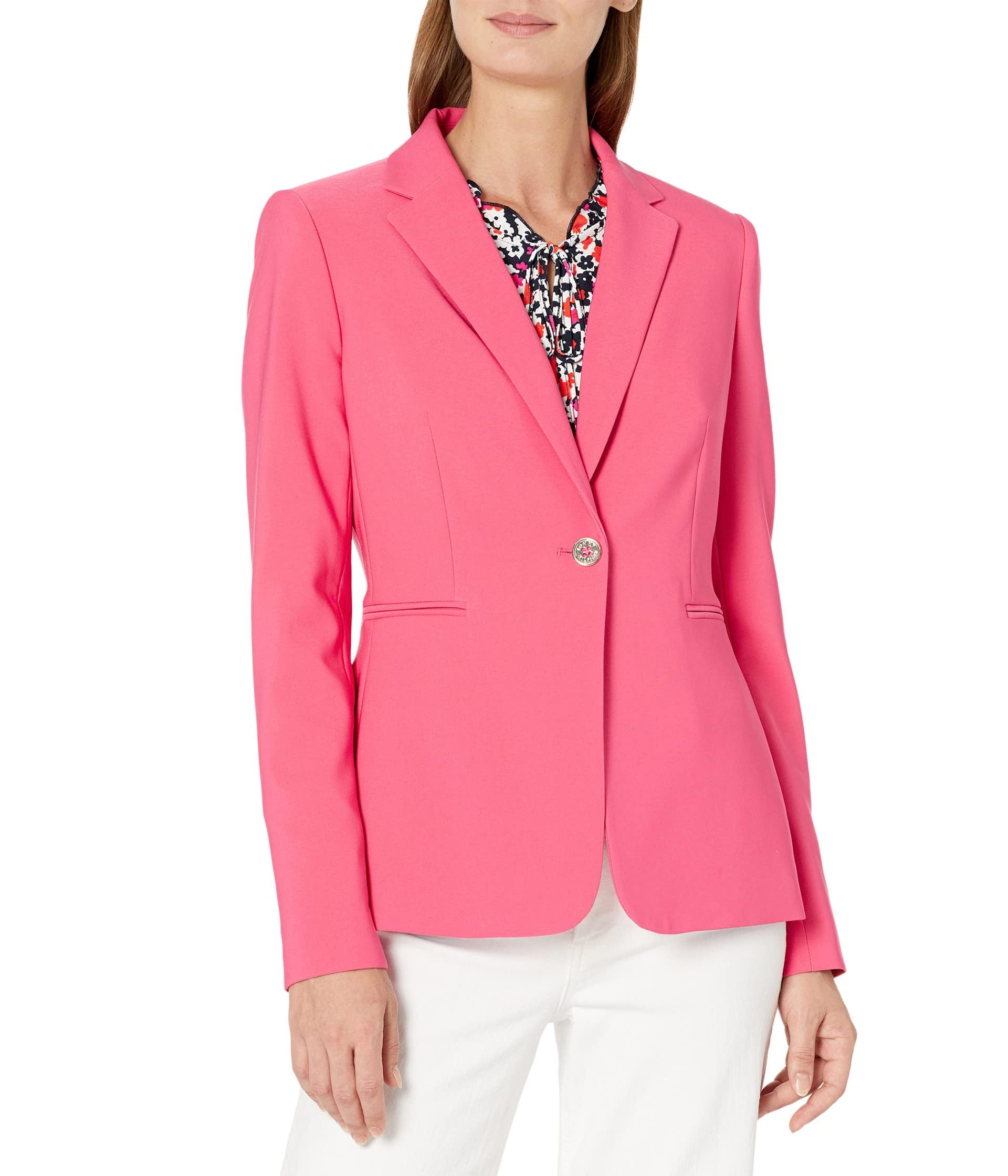 Tommy Hilfiger Women's Stretch One-Button Blazer Jacket - Comfortable Slim Fit Business Casual for Office, Meetings & Formal Events