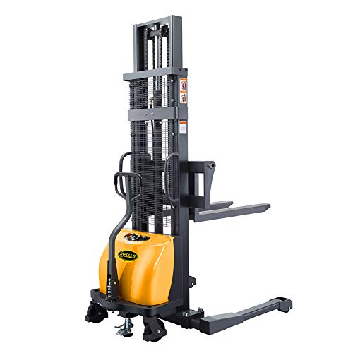 APOLLO Semi-Electric Pallet Stacker - 2200lbs Capacity Straddle Forklift with Adjustable Forks & Legs | 118