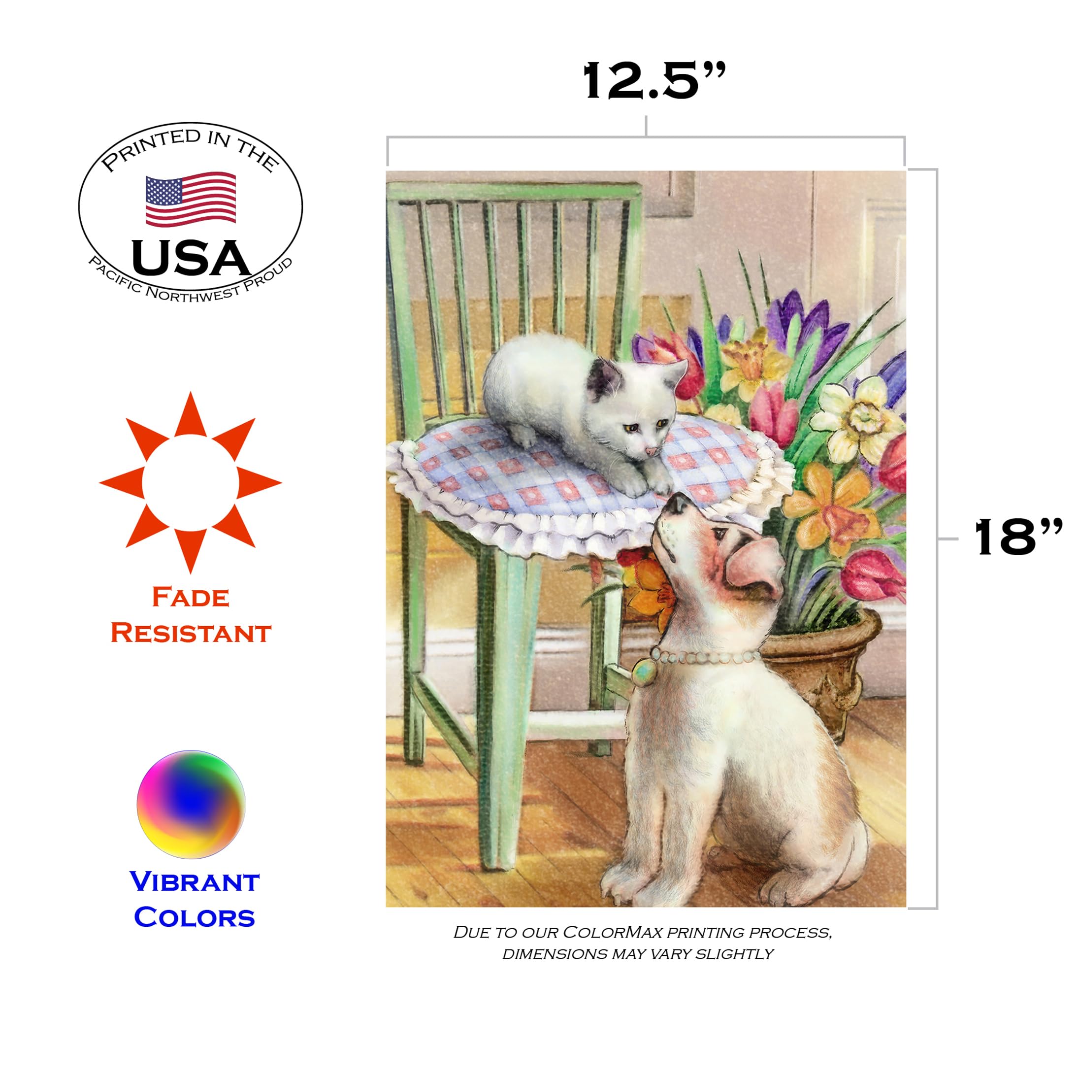 Toland Home Garden 1112176 Double Sided Spring Garden Flag for Outdoor Decor - 12x18 Inch Pet Pals Design with Cats & Dogs - Perfect for Yard, House, Porch & Seasonal Decoration