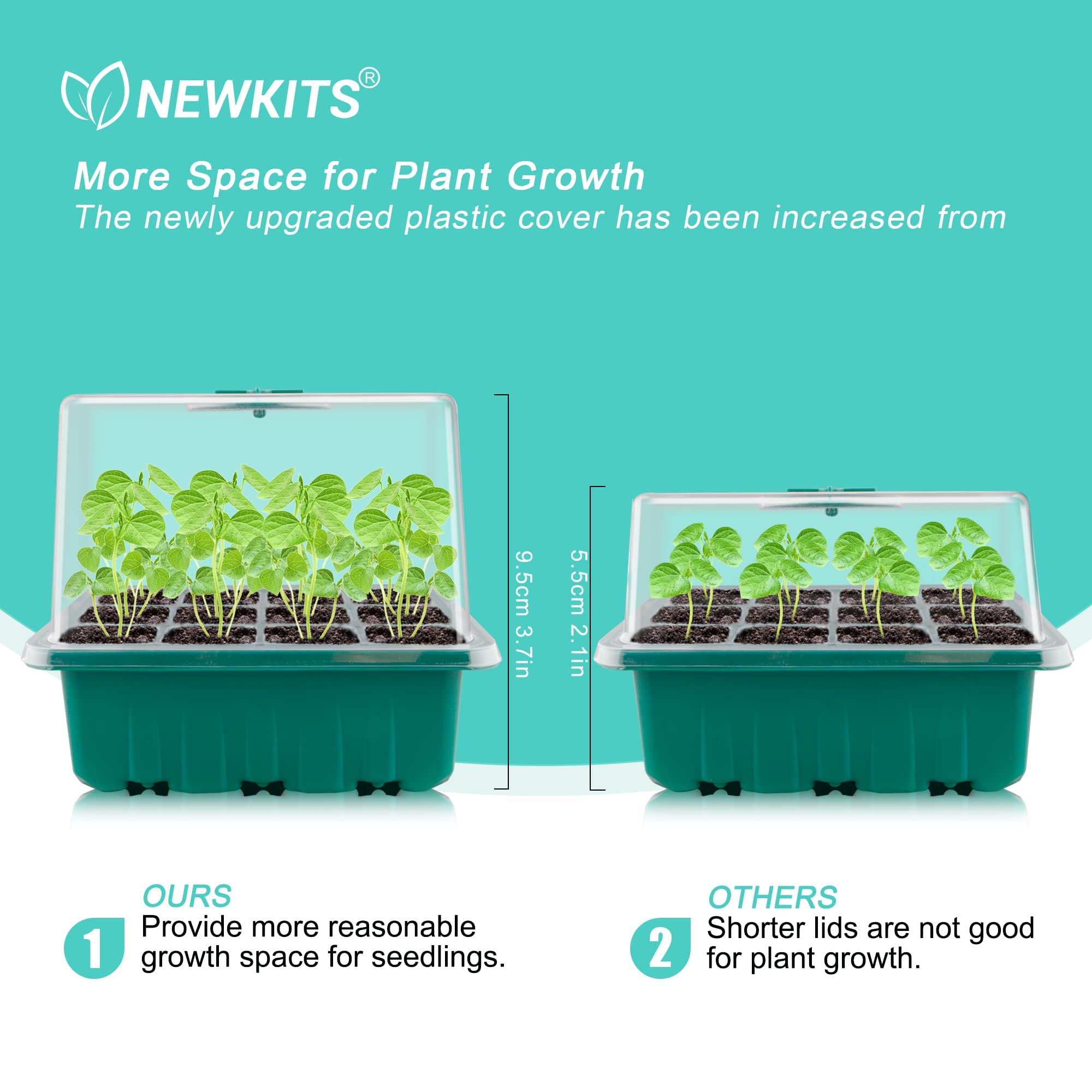 Seed Starter Tray with Grow Light - 12 Cell Plant Germination Kit with Humidity Dome & Base for Hydroponic Wheatgrass, Microgreens & Indoor Gardening | Perfect for Greenhouse, Home Growers & Classroom Projects