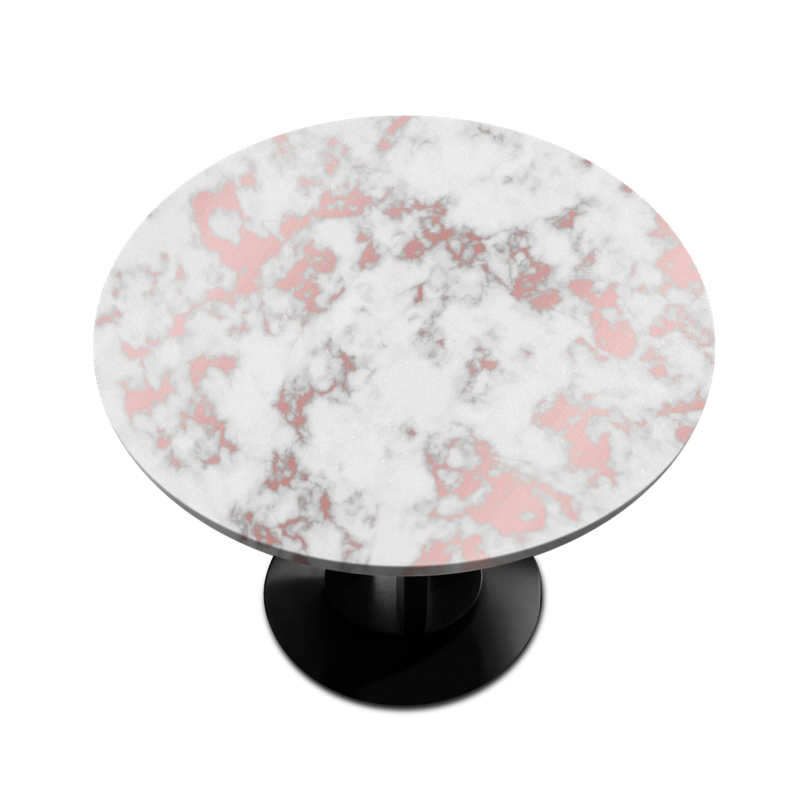 AUUXVA Rose Marble Pink Elastic Edged Round Tablecloth - Waterproof Polyester Fitted Table Cover (36