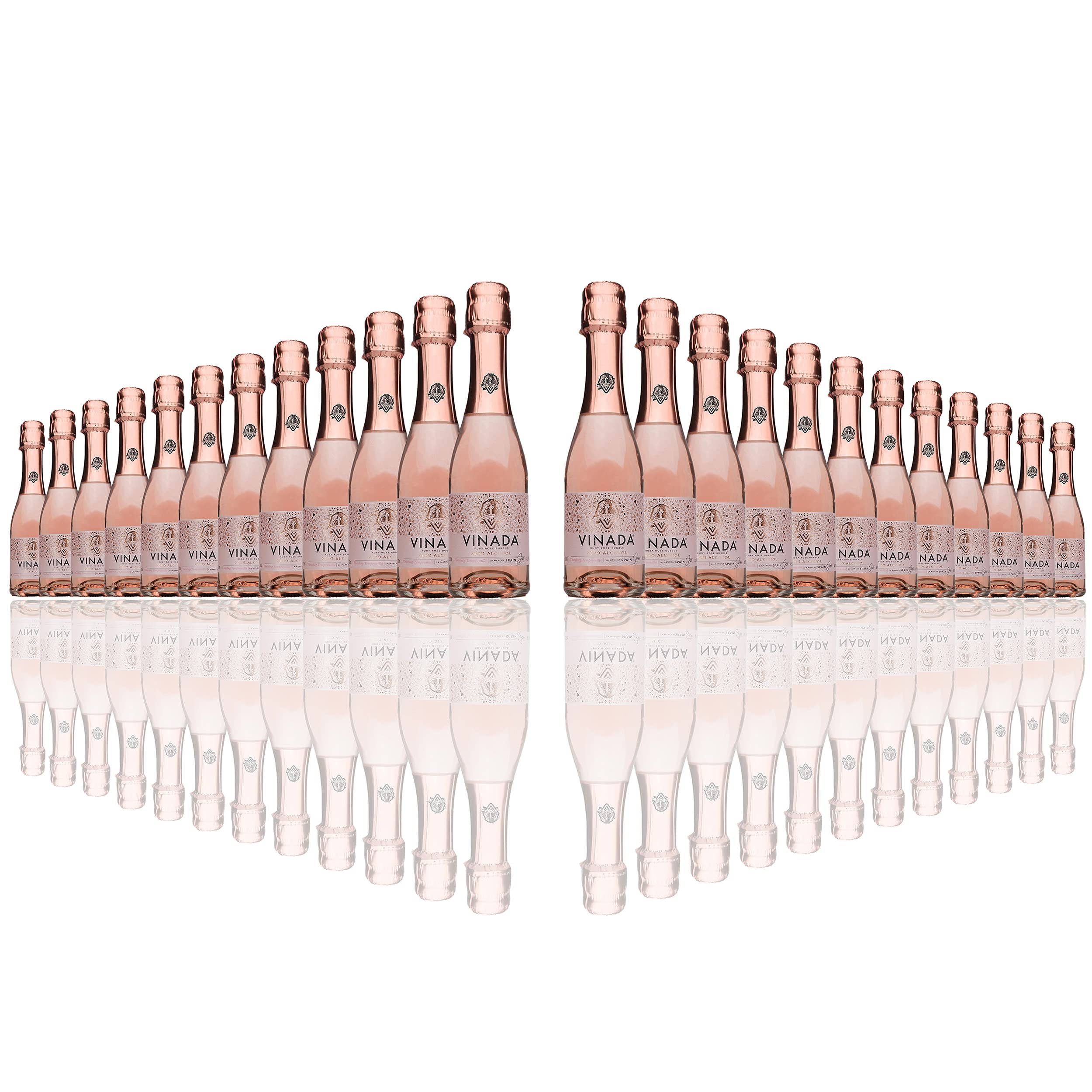 VINADA Sparkling Rosé Mini - Alcohol-Free Wine - 200ml (24-Pack) - Perfect for Parties, Weddings & Mocktails | Vegan & Gluten-Free