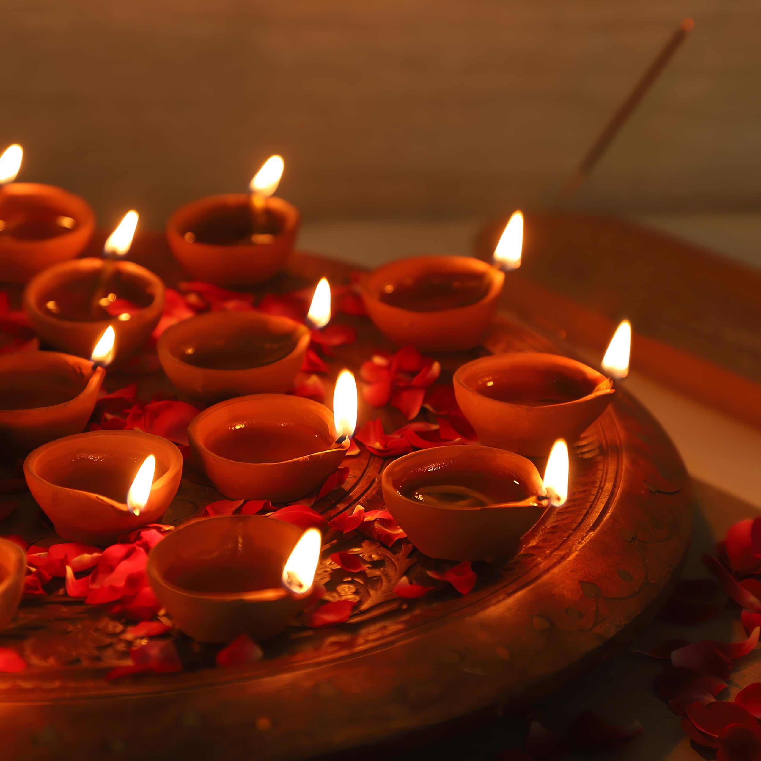 12 Pcs Indian Clay Diya with Cotton Wicks for Diwali Pooja - Traditional Oil Lamp for Hindu Worship, Home Decoration & Housewarming Gifts | Perfect for Festivals, Puja Ceremonies & Cultural Celebrations | Hashcart®
