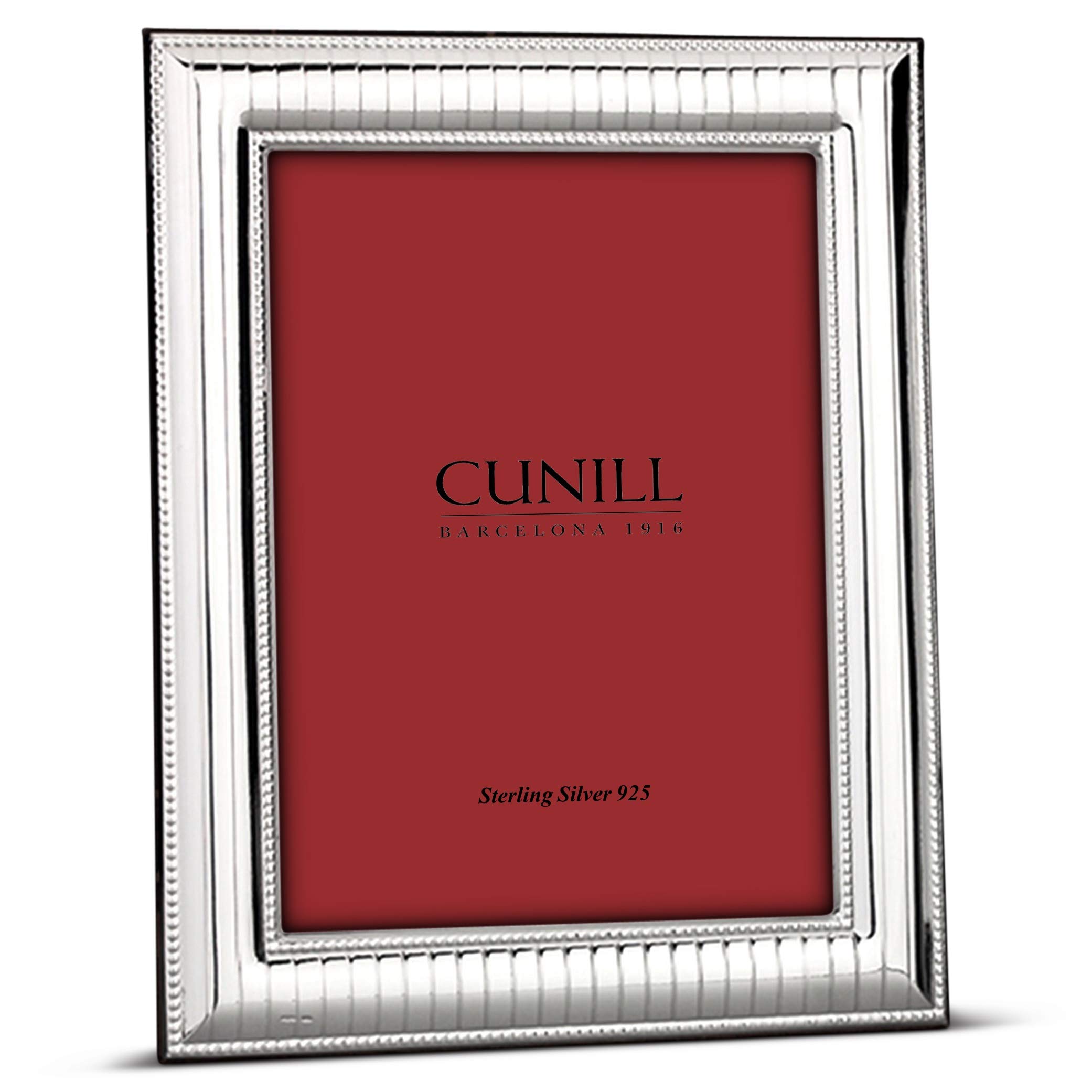 Elegant Cunill Beaded Pinstripe .925 Sterling Silver 8x10 Picture Frame - Perfect for Wedding Photos, Family Portraits & Home Décor