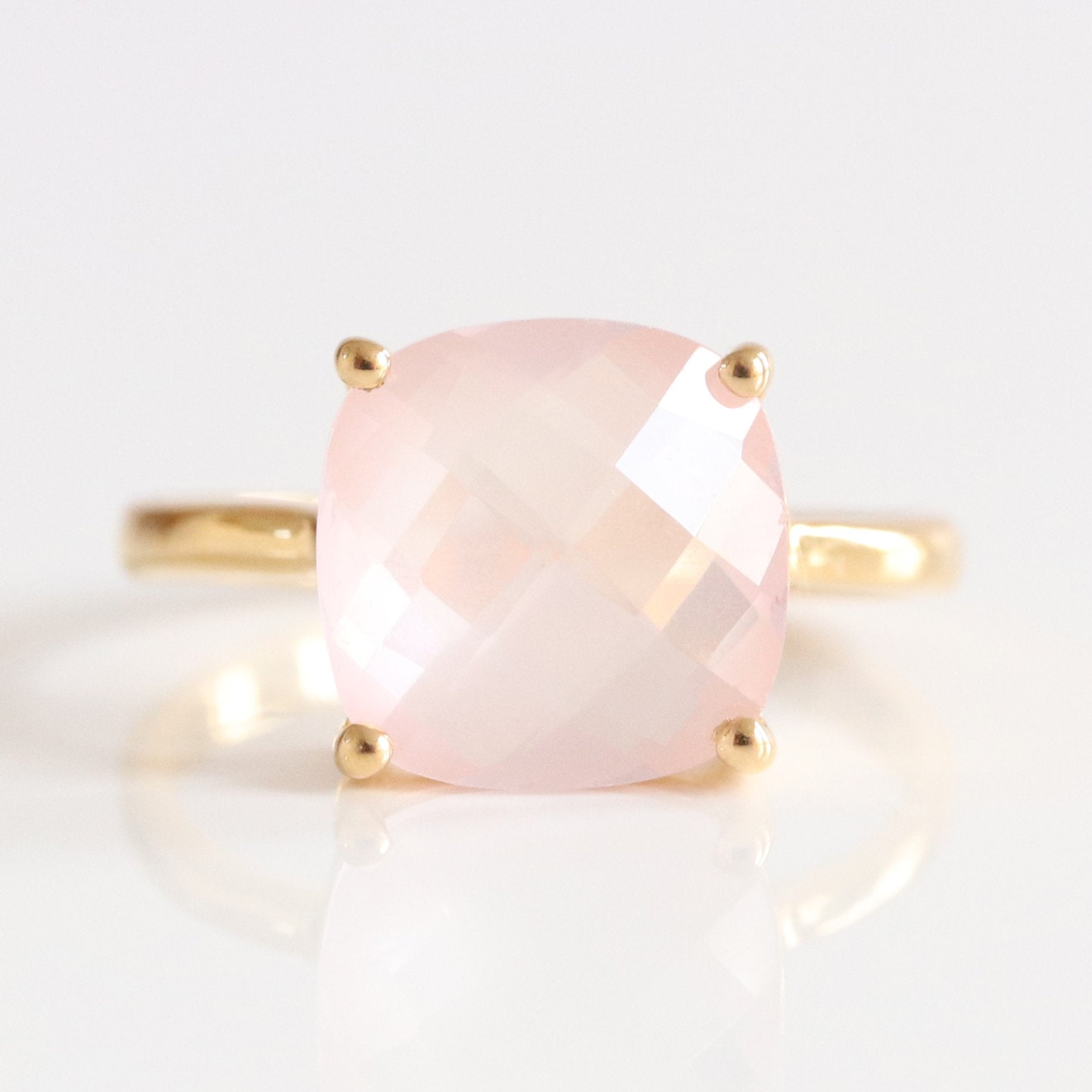 GLEE RING - Pink Quartz & Gold Plated Women's Jewelry | Elegant Stackable Ring for Everyday Wear, Gift Giving & Special Occasions