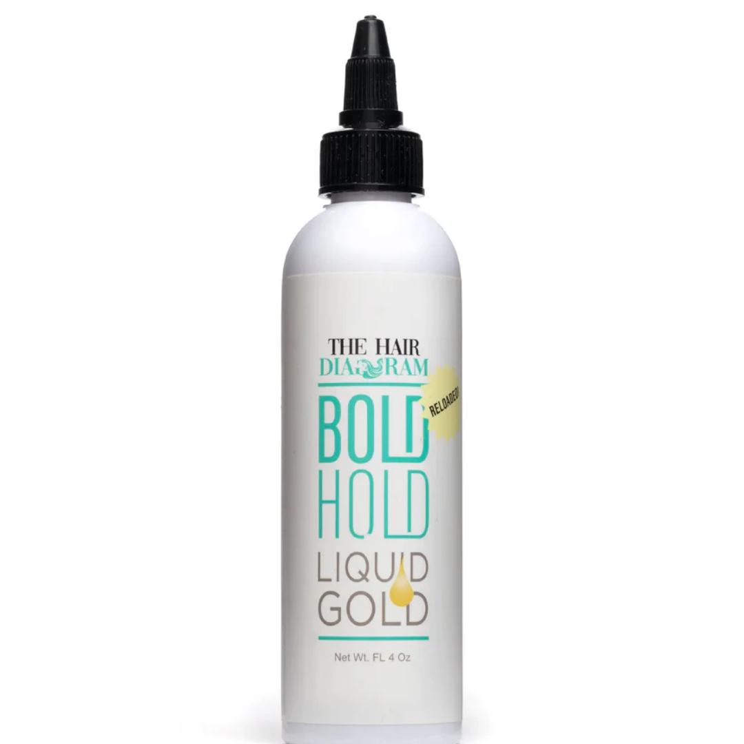 BOLD HOLD LIQUID GOLD Hair Styling Gel - 4 oz | Strong Hold, Shine & Frizz Control for All Hair Types - Perfect for Curly, Wavy & Straight Hair Styling
