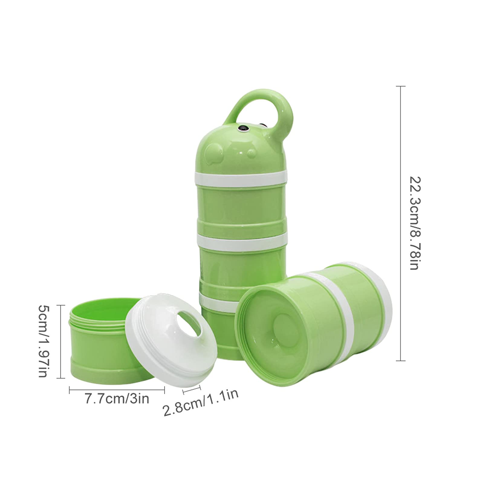 Portable 3-Layer Formula Dispenser & Snack Storage Container - Large Capacity Baby Milk Powder Box, Travel-Friendly & Leak-Proof (Green) | Perfect for On-the-Go Parents, Daycare & Outdoor Activities