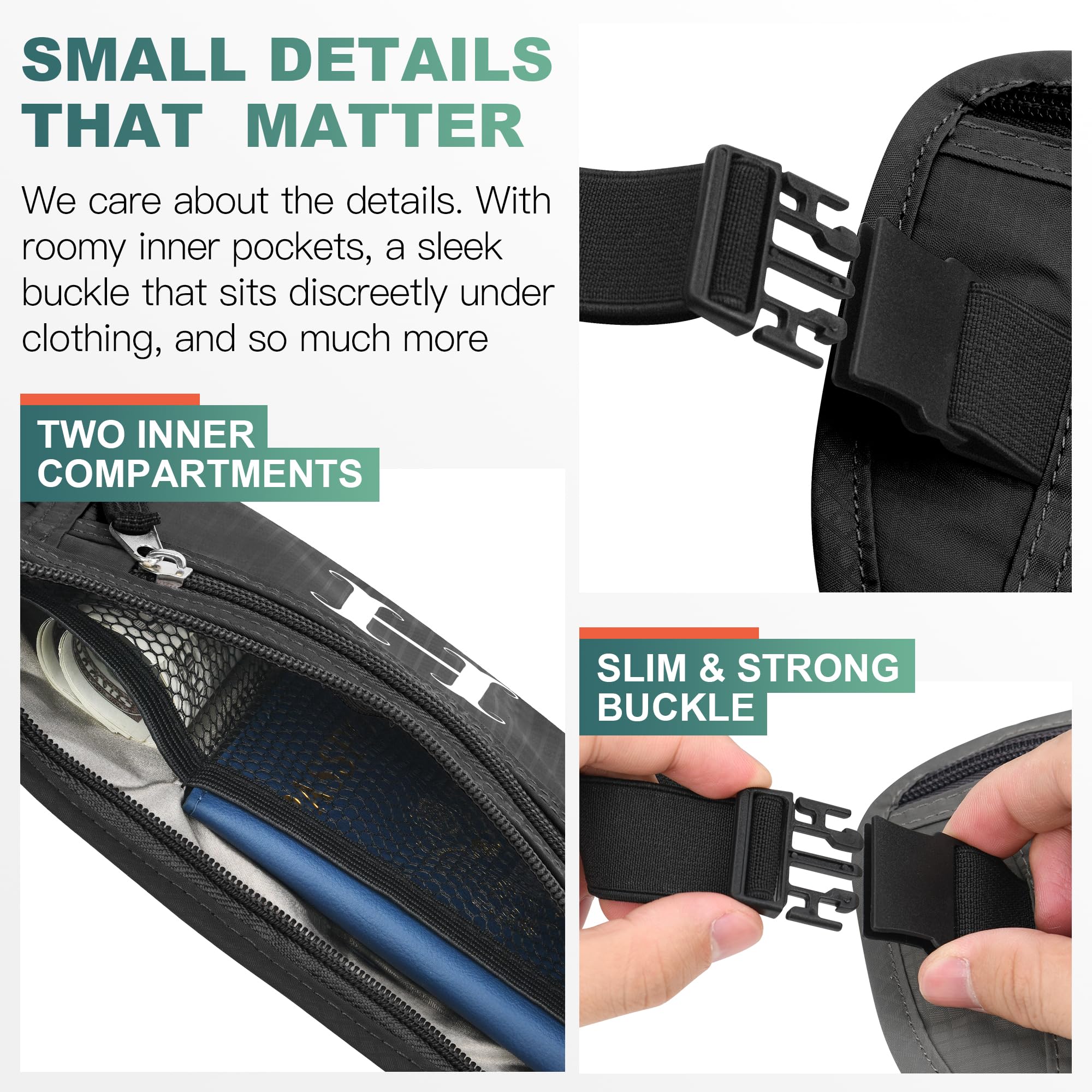 Anti-Theft RFID Travel Money Belt with Personalized Initials - Slim Passport Holder & Travel Wallet for Women & Men (Letter M) - Perfect for Airports, Vacations & Secure Cash Storage