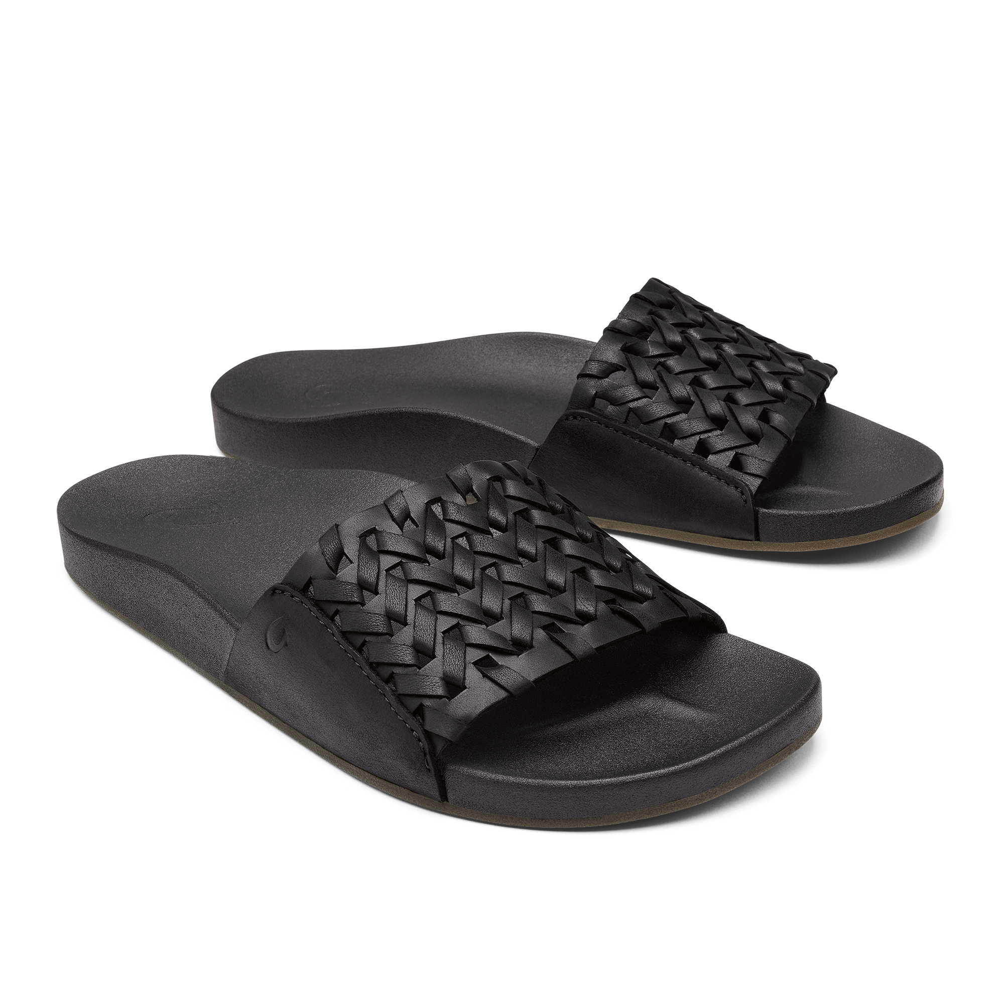 Kamola Women's Leather Slide Sandals - Black | Comfortable Summer Casual Shoes for Beach, Pool & Home Wear