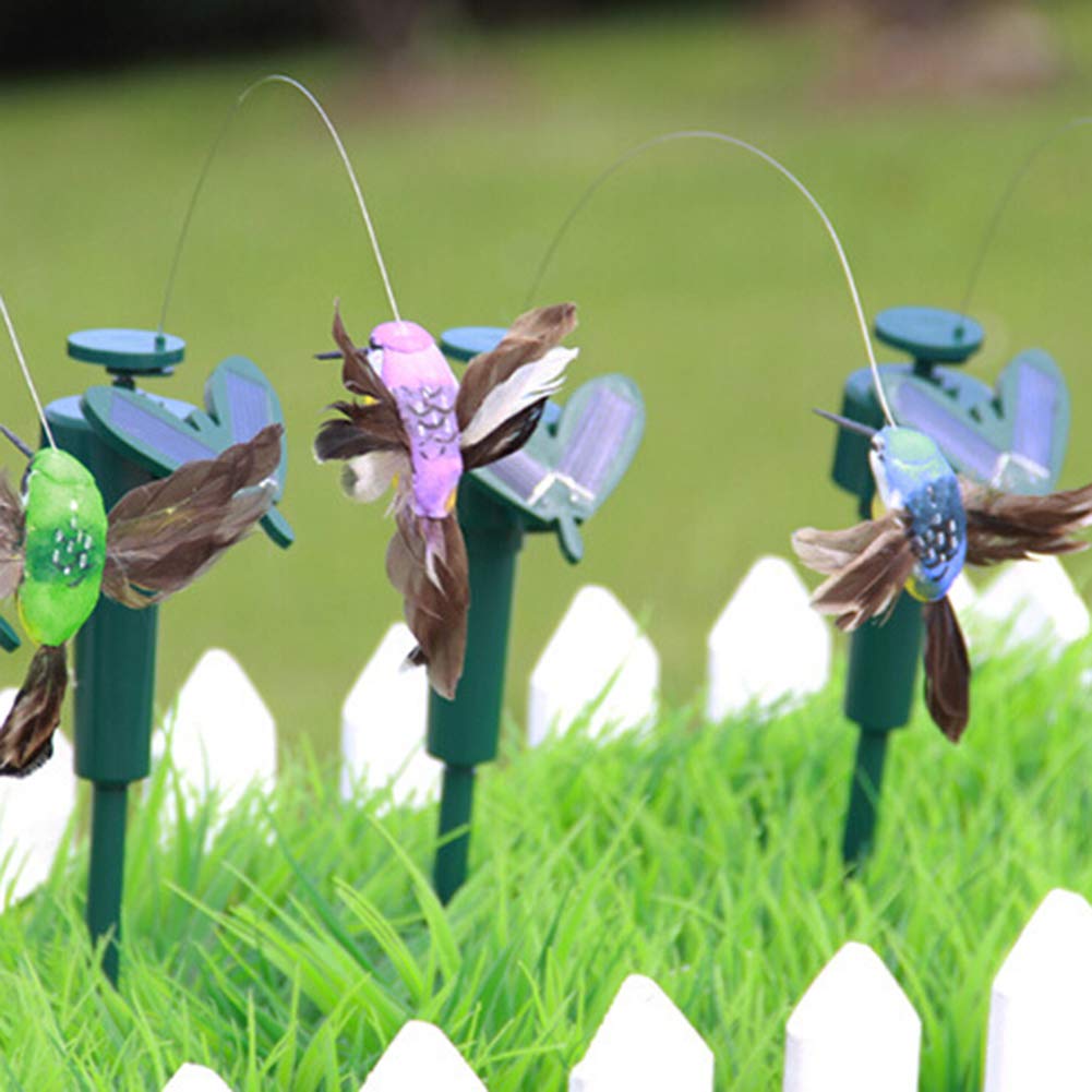 Solar Powered LED Hummingbird Garden Decor - Flying Feather Wing Solar Bird Ornament for Yard & Patio | Outdoor Solar Garden Decoration for Lawn, Flower Beds & Backyard