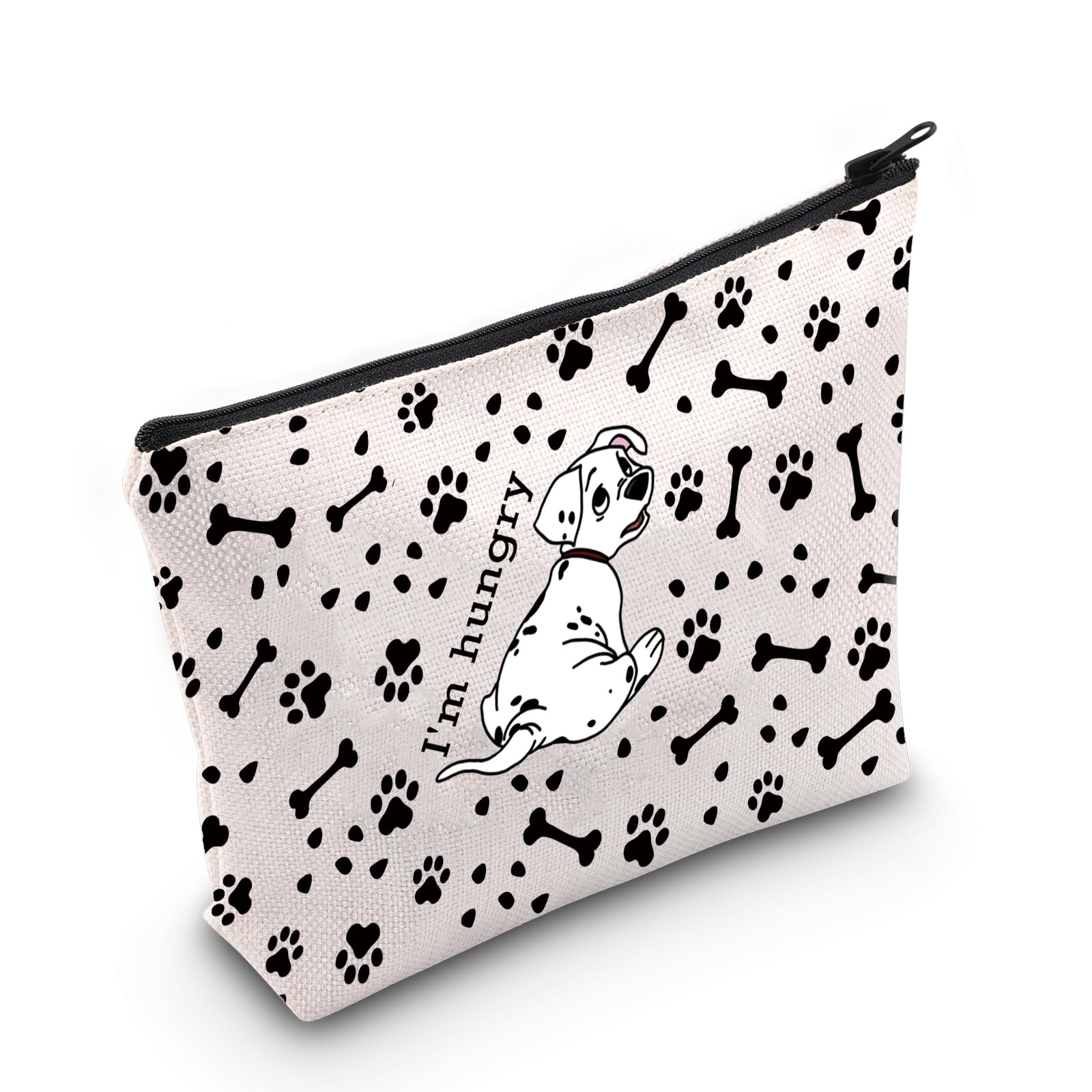 MNIGIU 101 Dalmatians Cartoon Movie Inspired Cosmetic Bag - Cute Rolly Lover Gift for Dog Fans (I'm Hungry Design) - Perfect for Makeup Storage, Travel & Disney Movie Enthusiasts