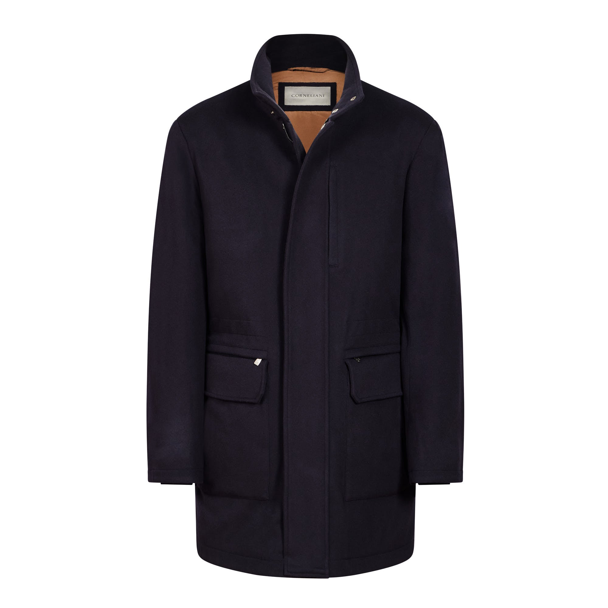 Premium CORNELIANI Wool Caban Coat for Men - Navy Blue Classic Style | Winter Outerwear for Business & Formal Occasions