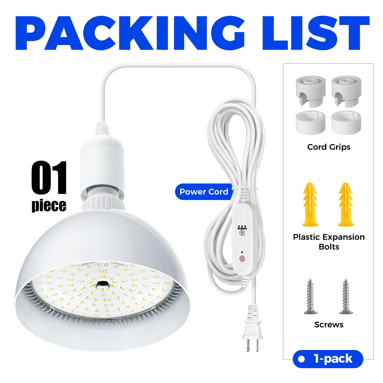 Barrina 25W Full Spectrum LED Grow Light Bulb with Timer - 4H/9H/14H Auto Timing & Hanging System - 16.4FT Power Cord for Indoor Plants - Perfect for Hydroponics, Greenhouses, and Home Gardening