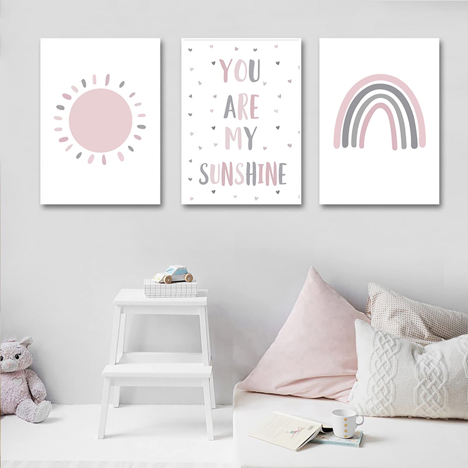 You Are My Sunshine Rainbow Wall Art Print - Boho Nursery Decor for Baby Girl Room, Canvas Painting, No Frame | Perfect for Nursery, Kids Bedroom & Playroom Decor
