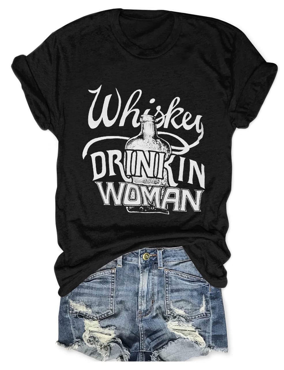 Funny Wine & Whiskey Drinking Women's T-Shirts - Humorous Graphic Tees for Ladies - Perfect for Girls' Night Out, Bachelorette Parties & Casual Wear