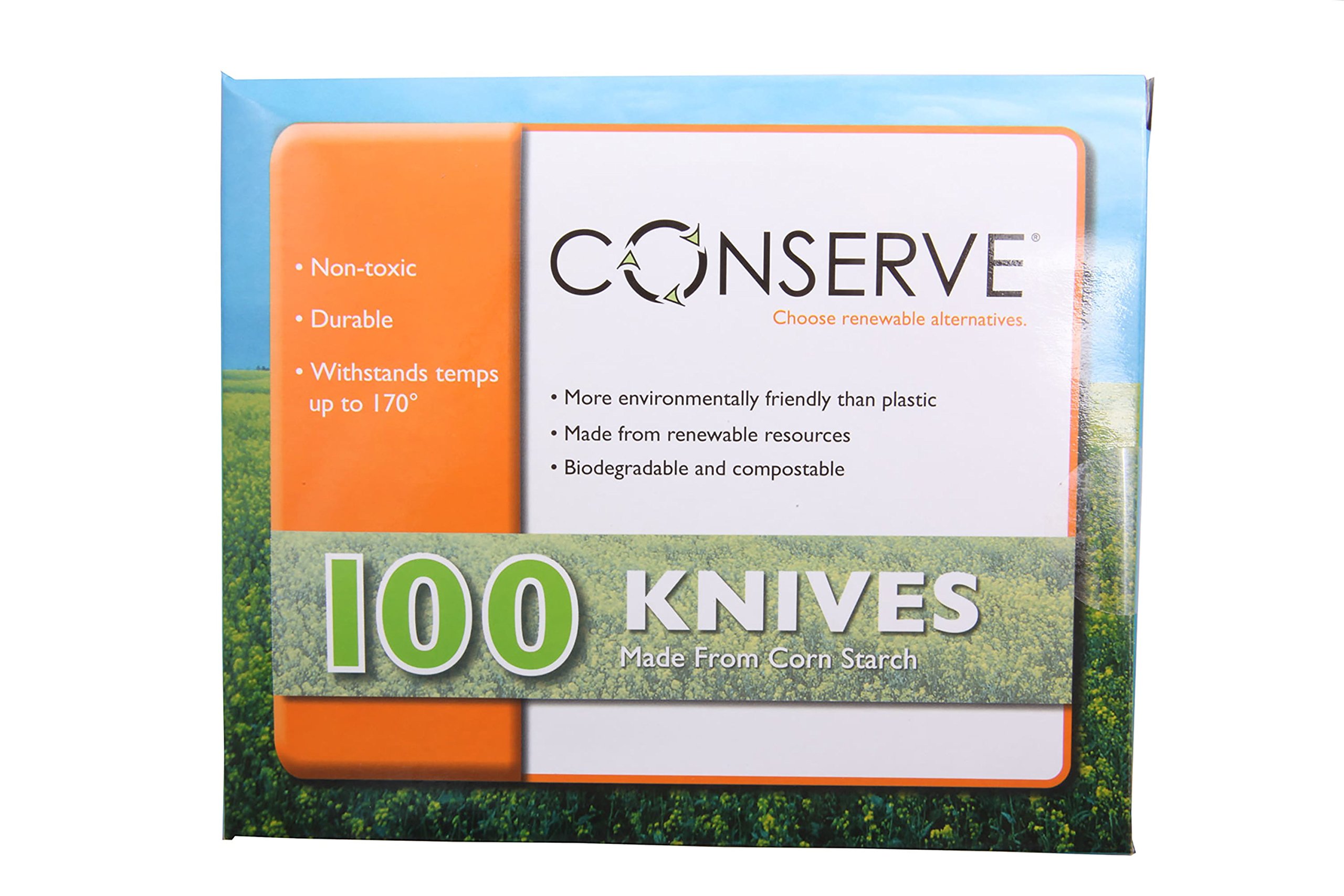 CONSERVE Knives 100 Pack - Premium Disposable Plastic Knives, OFF WHITE (10233) - Perfect for Parties, Picnics, Catering & Home Use