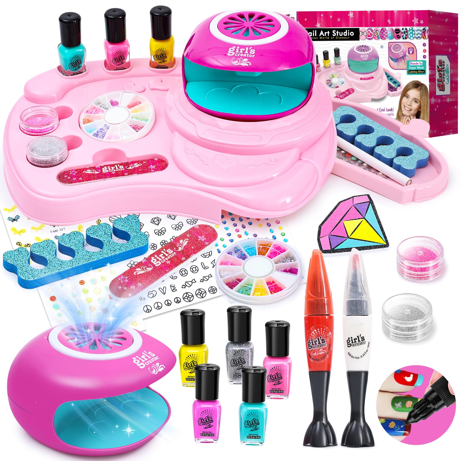 Non-Toxic Kids Nail Polish Set for Girls Ages 7-12 - Safe Nail Art Kit with 10 Colors | Perfect Birthday Gift for 8-10 Year Old Girls | Fun Spa Manicure Toys for Playdates & Sleepovers