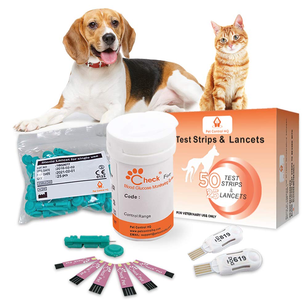 Pet Blood Glucose Monitor Kit for Dogs & Cats - Includes 50 Test Strips | At-Home Diabetes Testing for Pets | Vet-Recommended Glucose Meter for Pet Health Monitoring