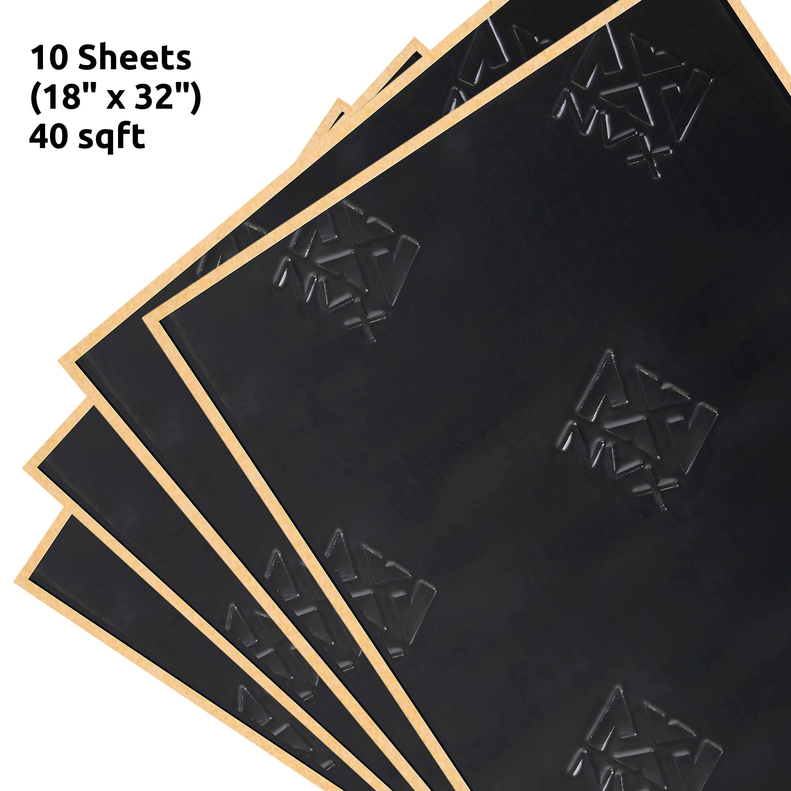 NVX® SDBP40 90 Mil Thick 40 Sqft Car Sound Deadening Mat - Butyl Automotive Sound Dampener for Noise & Vibration Reduction - 10 Sheets (18”x32”) - Perfect for Car Doors, Trunks & Floor Panels to Improve Audio Quality & Reduce Road Noise