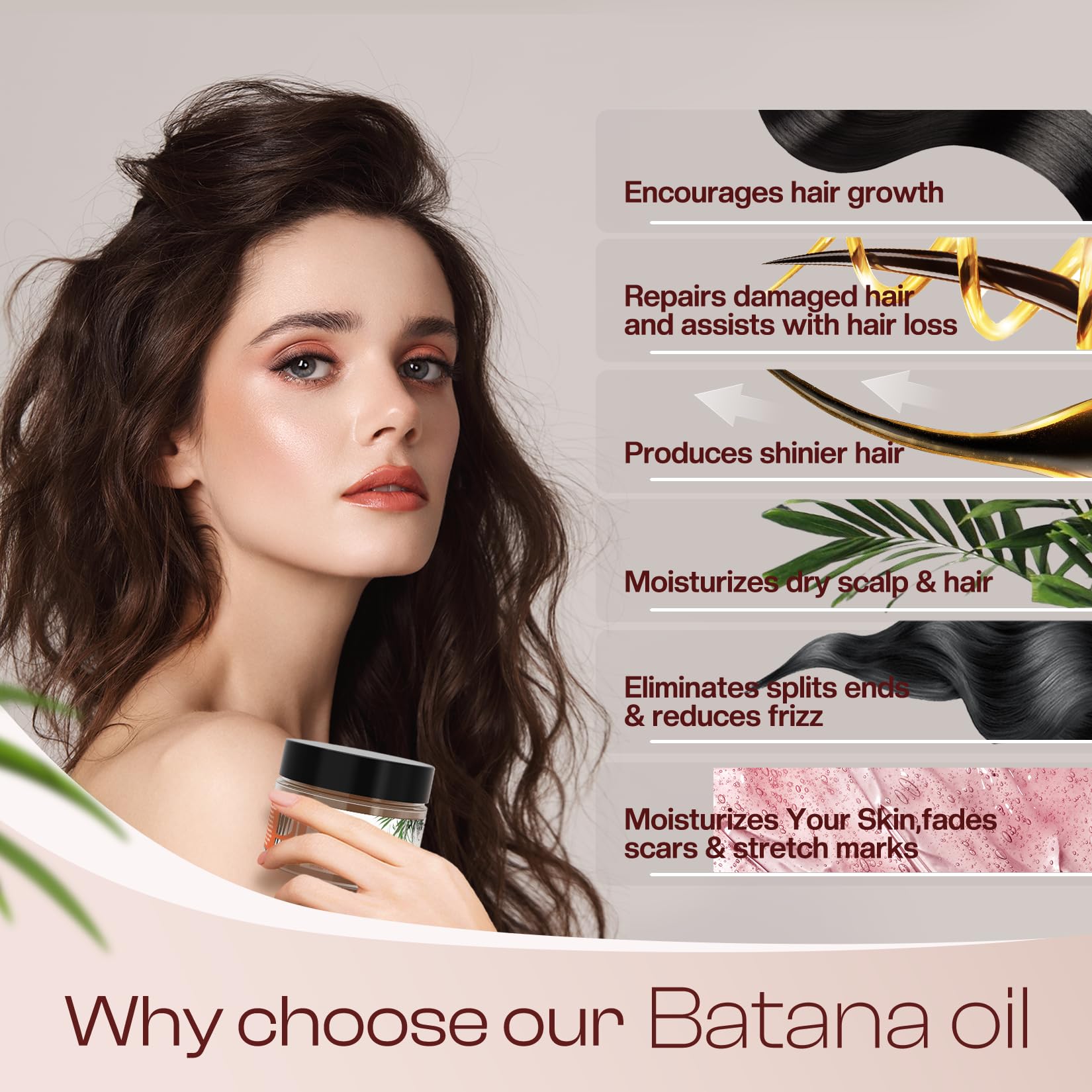 Organic SADOWAY Batana Oil for Hair Growth & Scalp Moisturizer - Prevent Hair Loss, Strengthen Hair Follicles - Natural Treatment for Men & Women - Perfect for Daily Hair Care & Scalp Massage