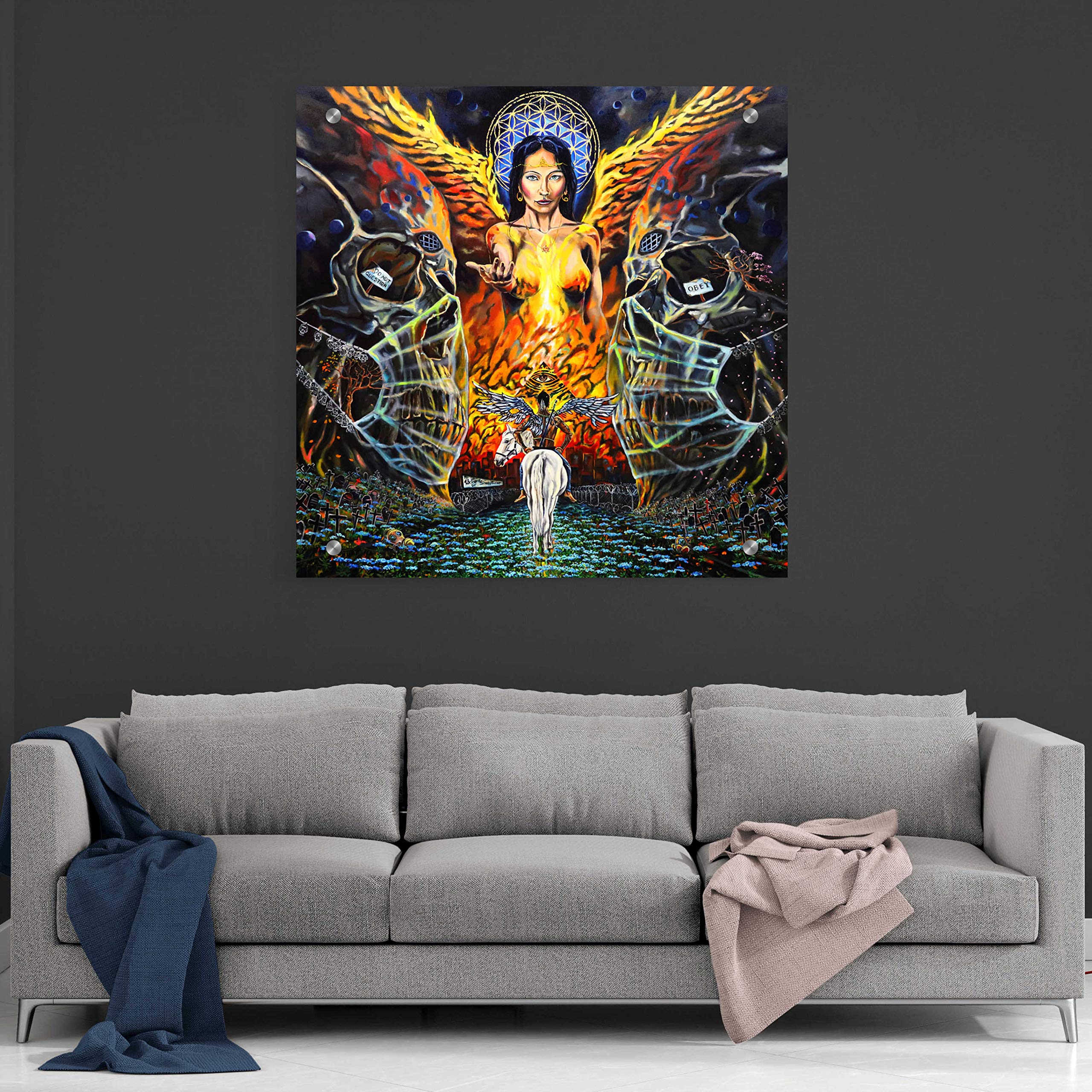 Fallen Angel Acrylic Glass Wall Art by Jan Kasparec - 36x36 Inches Modern Home Decor for Living Room, Bedroom & Office