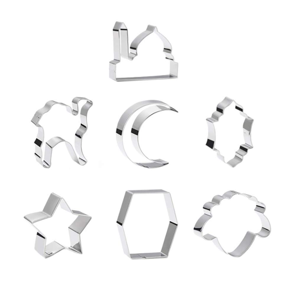 Hemoton 7-Piece Stainless Steel DIY Cookie Molds - Lesser Bairam Theme Biscuit Cutters for Holiday Baking, Party Treats & Home Decor