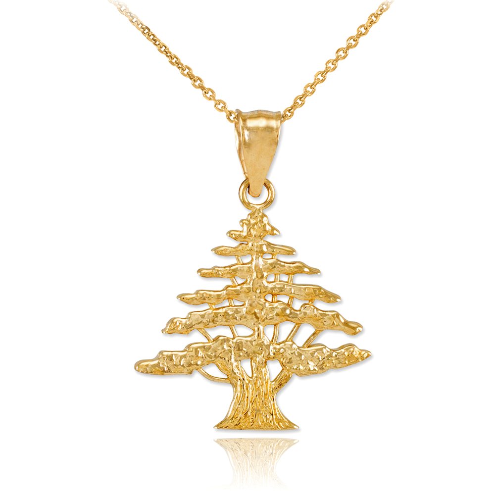 14K Yellow Gold Cedar Tree Charm Pendant Necklace - Elegant Nature-Inspired Jewelry for Women, Perfect for Gifts, Anniversaries & Everyday Wear