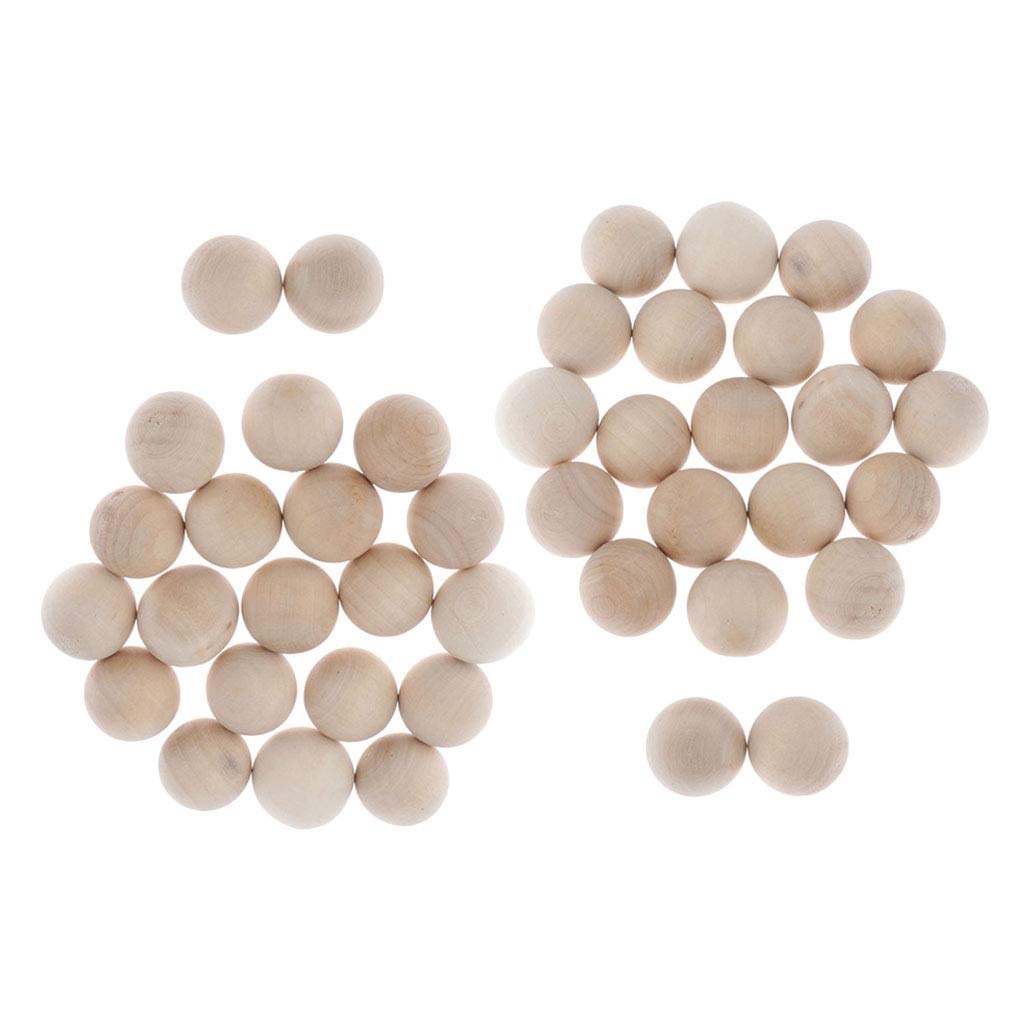 SM SunniMix 20x Unfinished Natural Hardwood Wooden Balls for DIY Crafts - Perfect for Home Decor, Wood Burning, Painting Projects & Kids Art Activities