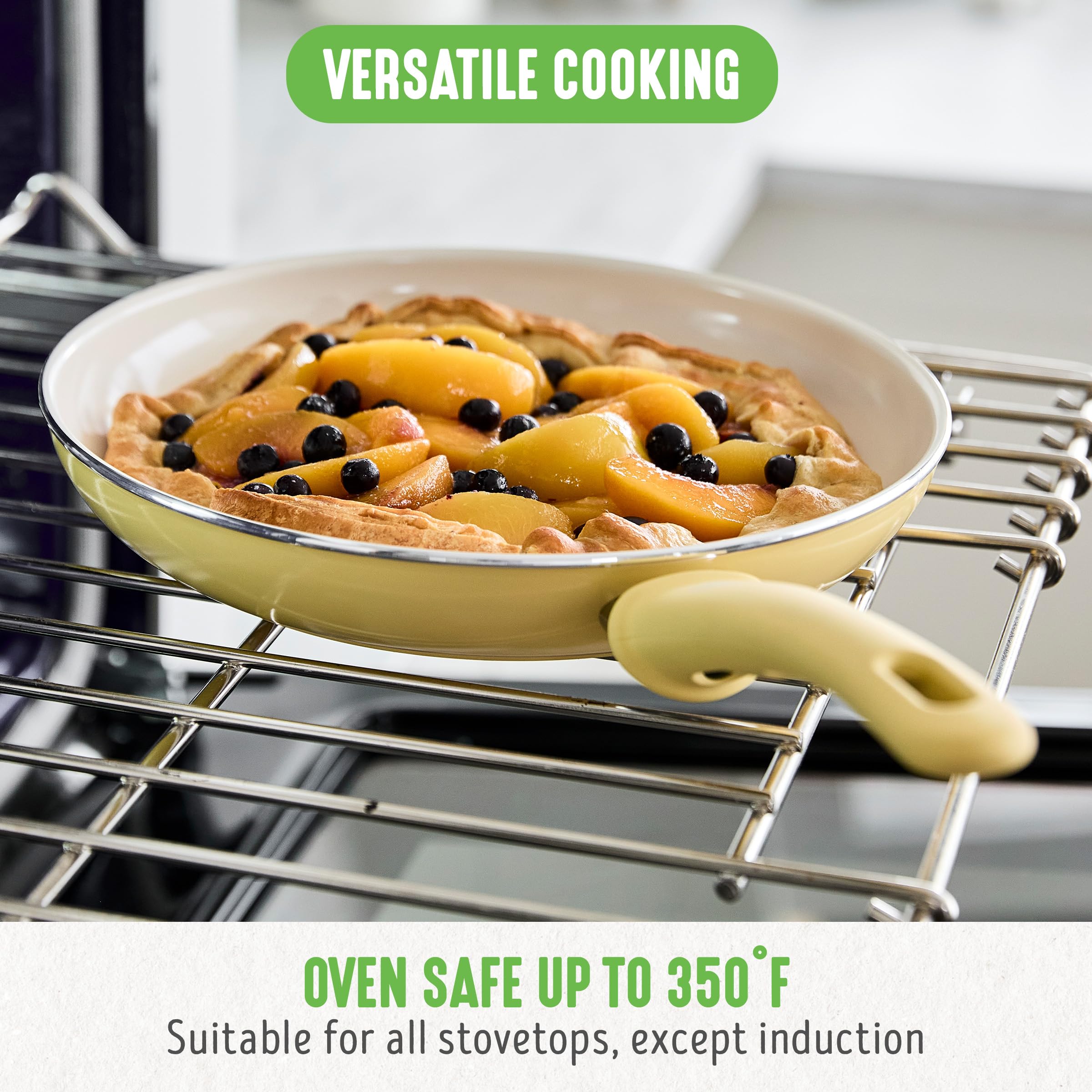 GreenLife Soft Grip 16-Piece Non-Toxic Cookware Set | PFAS-Free Ceramic Nonstick Pots & Pans | Frying Pan, Saucepan, Saute Pan with Glass Lids | Stay-Cool Handles, Wobble-Free Base | Dishwasher & Oven Safe | Perfect for Healthy Cooking & Family Meals | Vibrant Yellow
