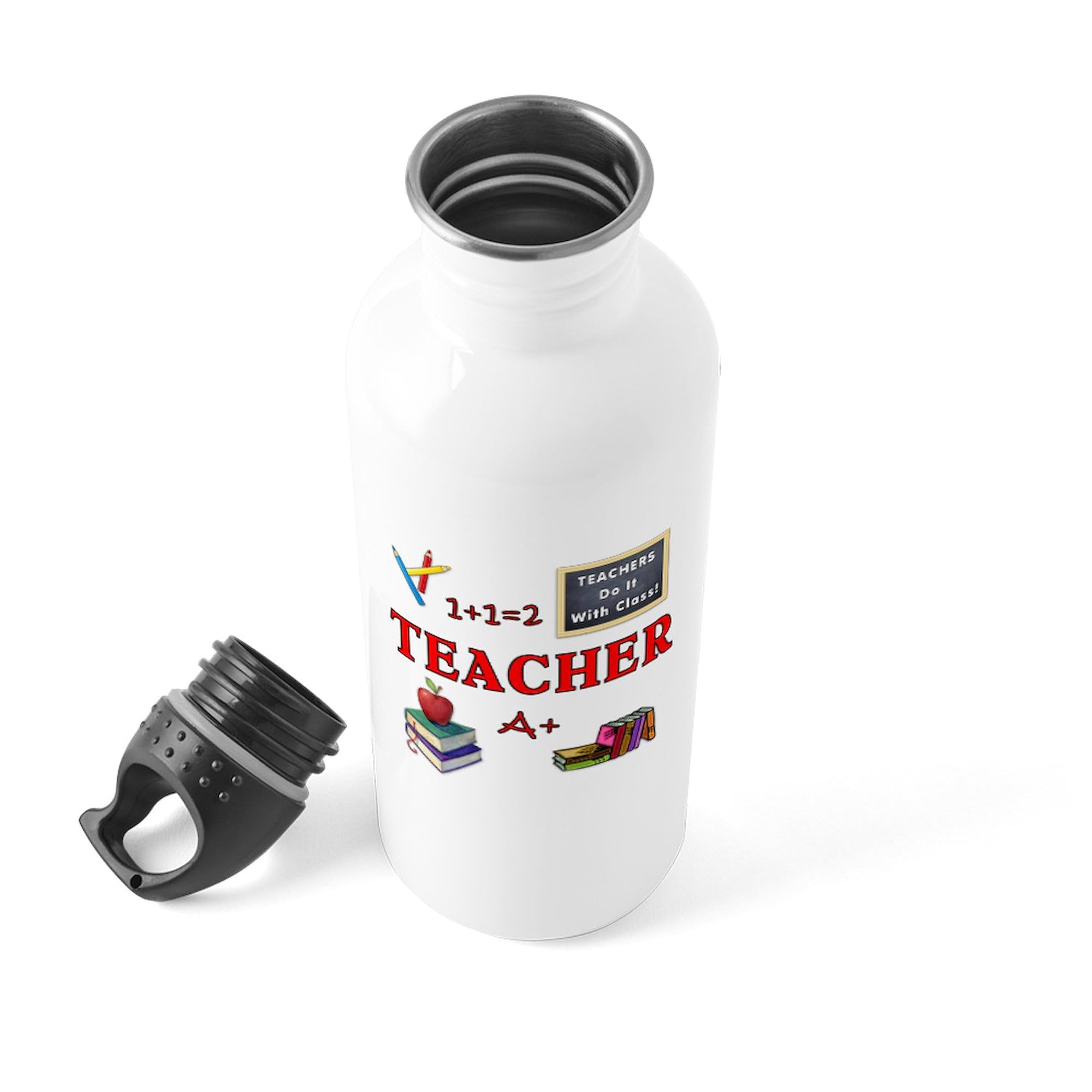 Teachers Do It With Class - 34 oz (1.0L) Stainless Steel Water Bottle by CafePress | Insulated & Leak-Proof | Perfect for School, Office & Outdoor Activities