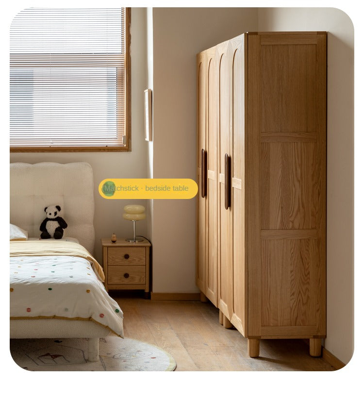 Solid Oak Wood Kids Wardrobe - Durable & Stylish Storage for Bedroom, Nursery, or Playroom Organization