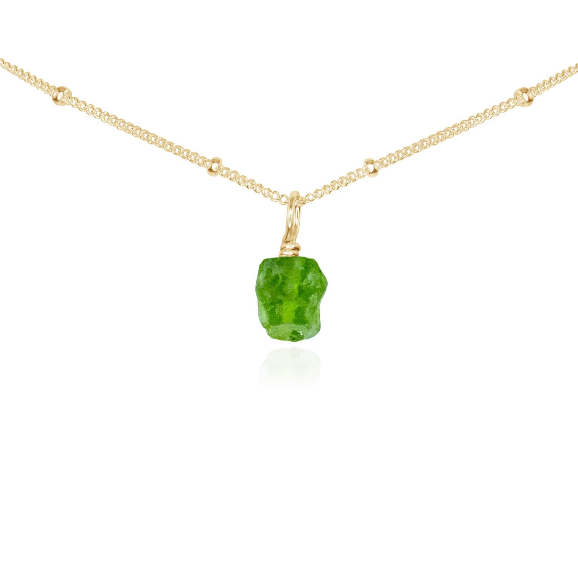 Tiny Rough Peridot Gemstone Pendant Choker Necklace - Natural Olive Green Stone Jewelry for Women, Boho Chic Layering Piece | Perfect for Everyday Wear, Gift Giving & Spiritual Healing