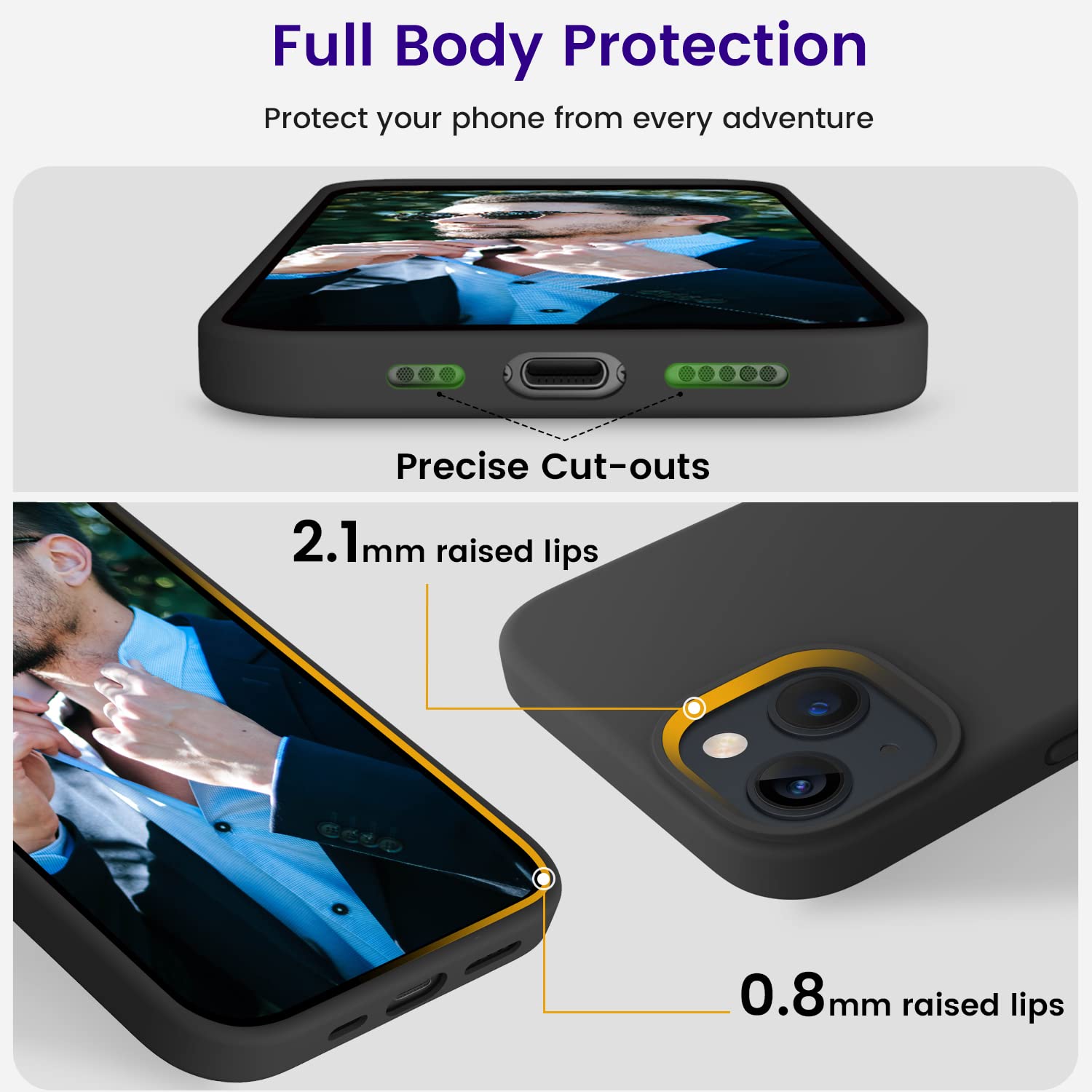 OTOFLY Shockproof Slim Silicone Phone Case for iPhone 13 (6.1 Inch) - Black | Ultra Thin Protective Cover with Non-Slip Grip | Perfect for Everyday Use, Travel & Outdoor Activities