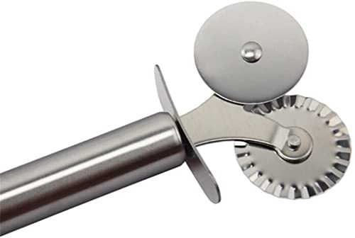 Stainless Steel Double Wheel Pizza Cutter - Professional Kitchen Knife for Pizza Dough, Pasta & Pastry | Portable & Durable Hob Cutter for Home Baking and Restaurant Use